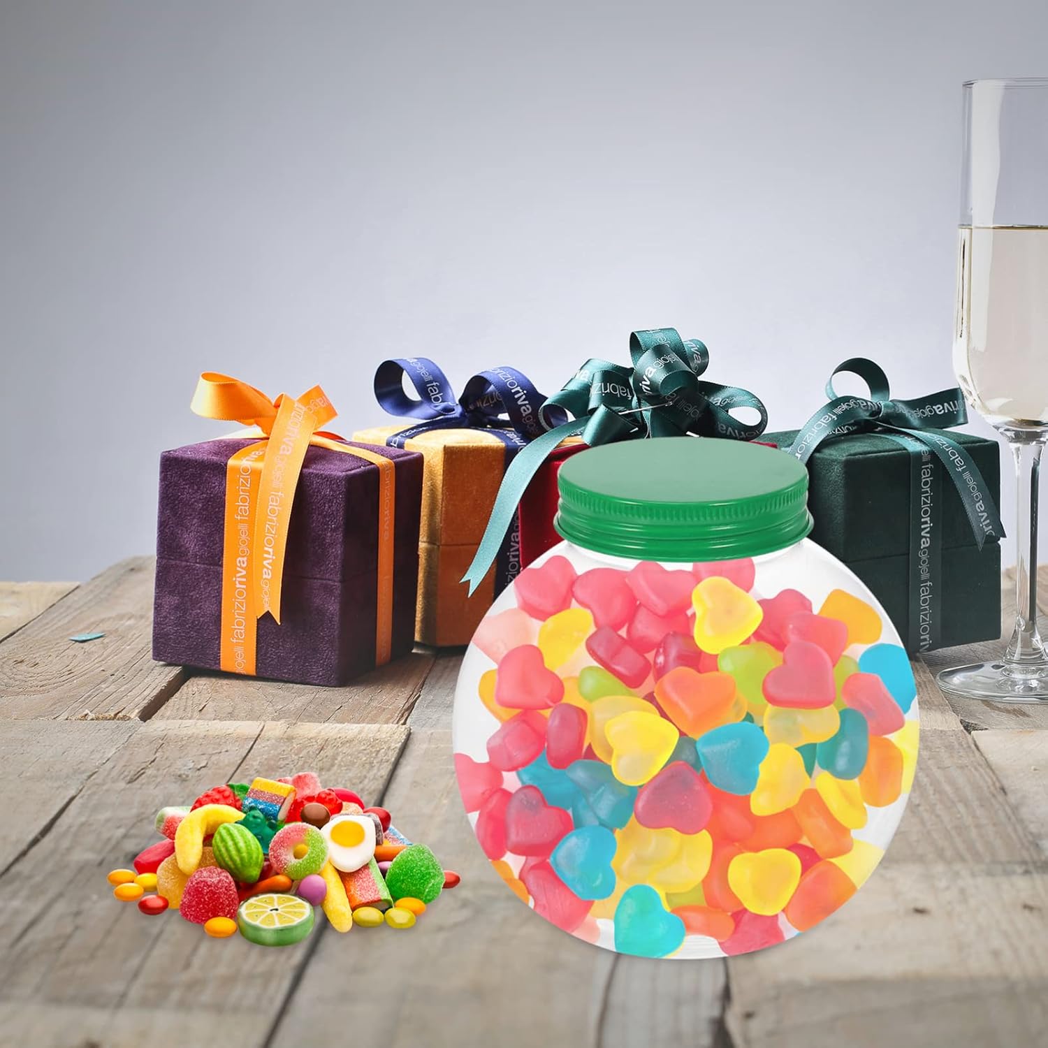 KALLORY 5Pcs Christmas Ball Shaped Candy Jars with Sealing Lids
