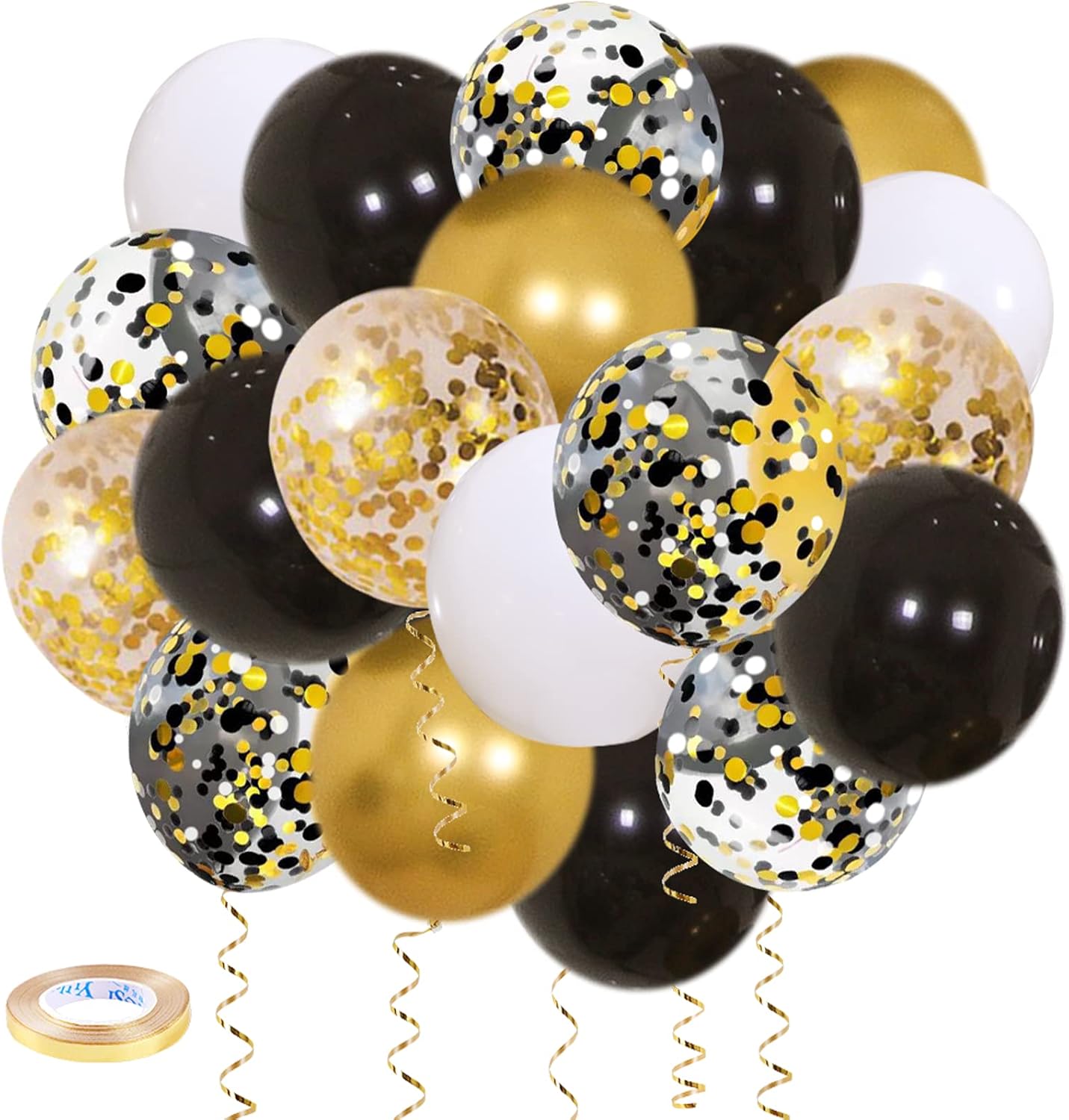 Zesliwy Black Gold Confetti Balloons 50 Pack