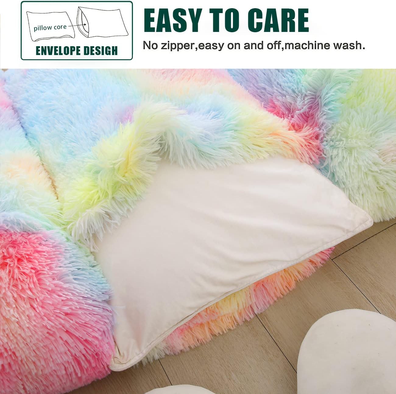 Mengersi Velvet Floor Pillows Faux Fur Tie Dye Cover