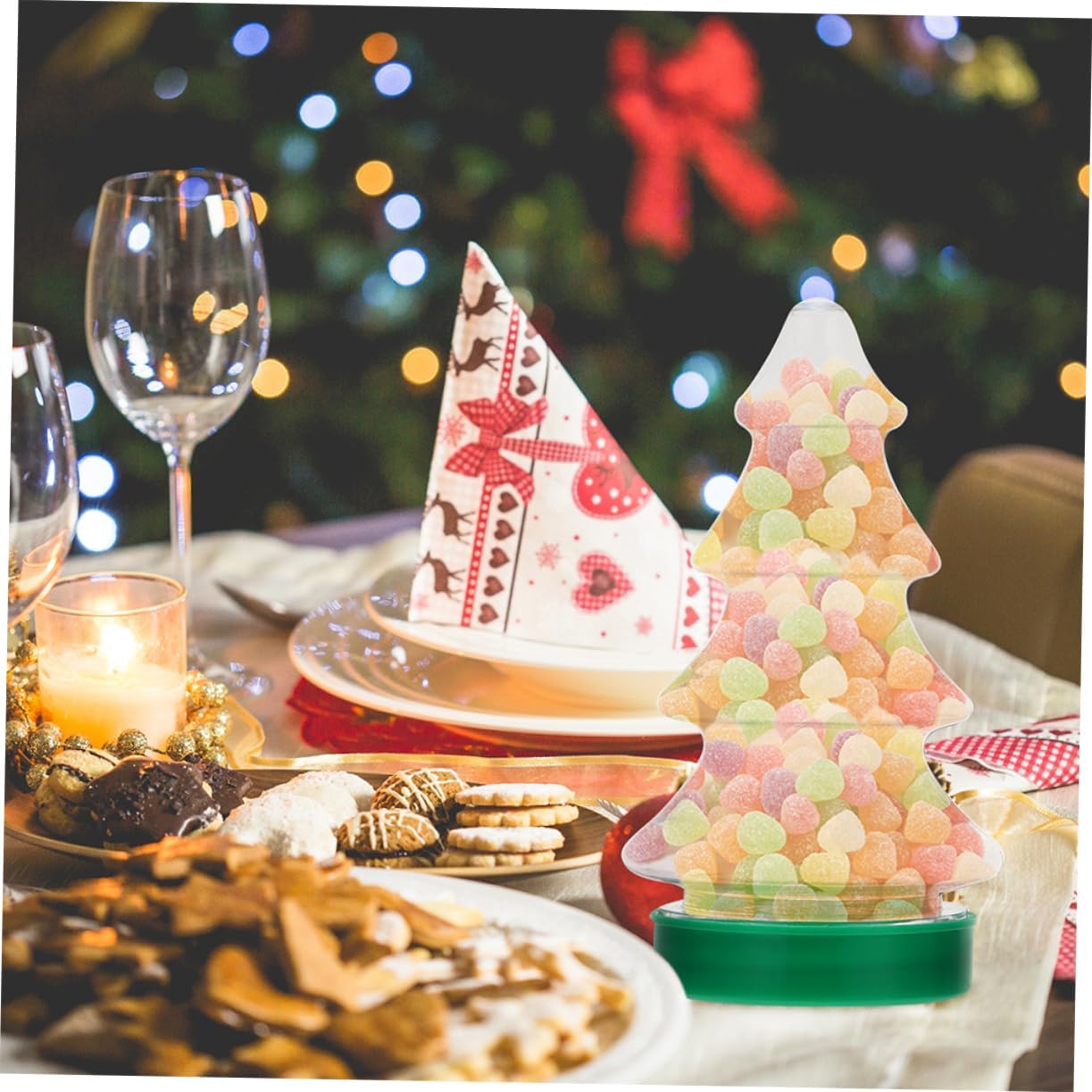 6Pcs Christmas Tree Shape Candy Jars for Sweets and Party Favors