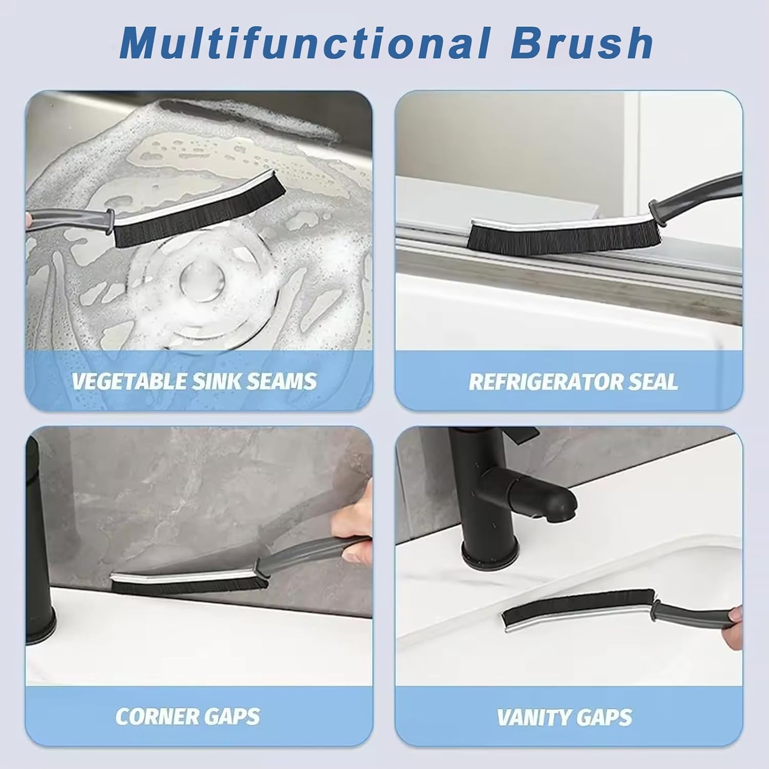 4Pcs Hard Bristle Crevice Cleaning Brush for Household Use