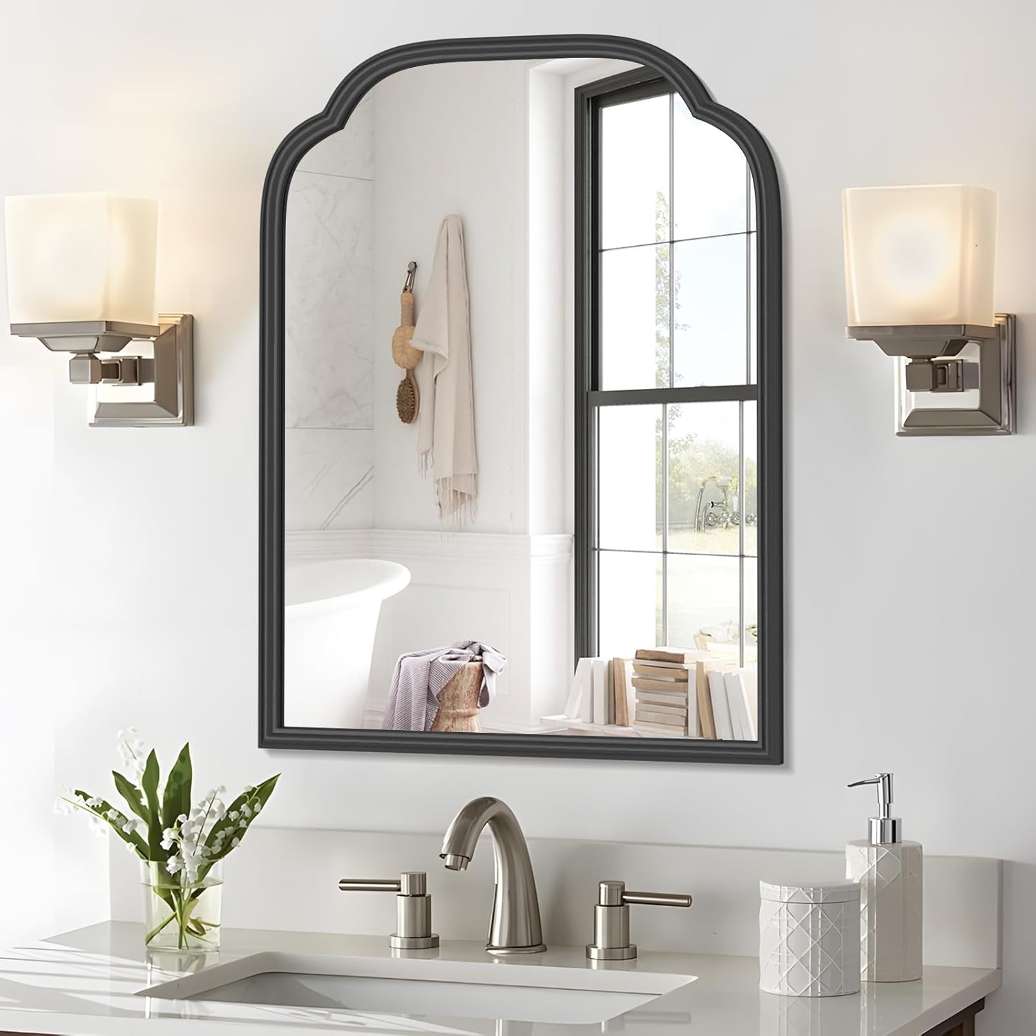 18x24 Inch Black Wall Mirror with Metal Frame