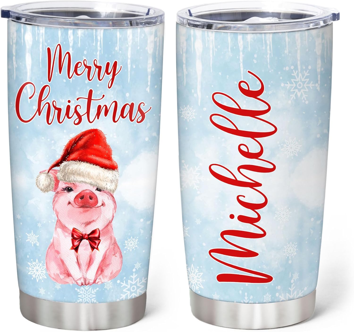 Hyturtle Custom Name Pig Christmas Coffee Tumbler 20oz