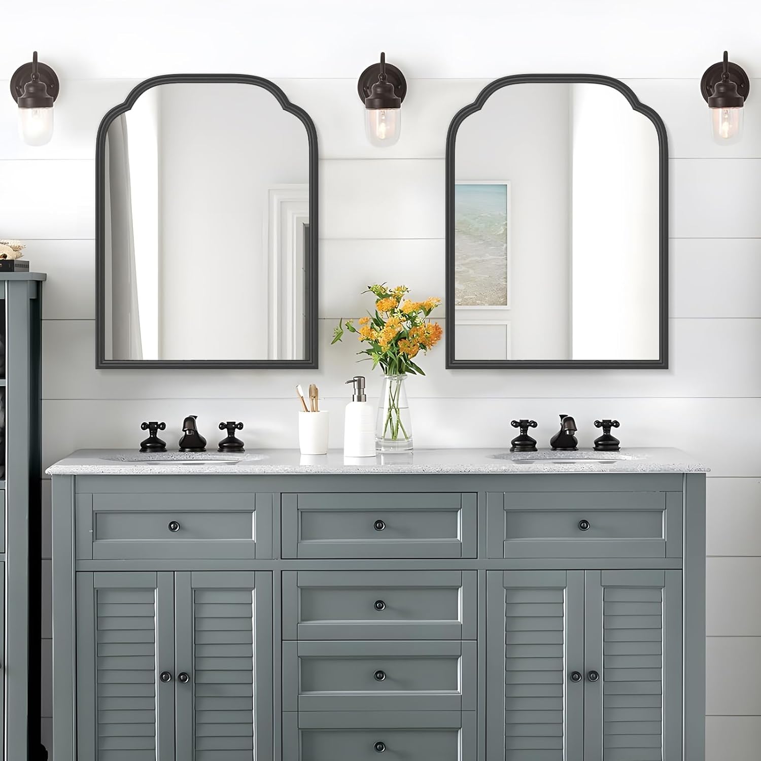 18x24 Inch Black Wall Mirror with Metal Frame