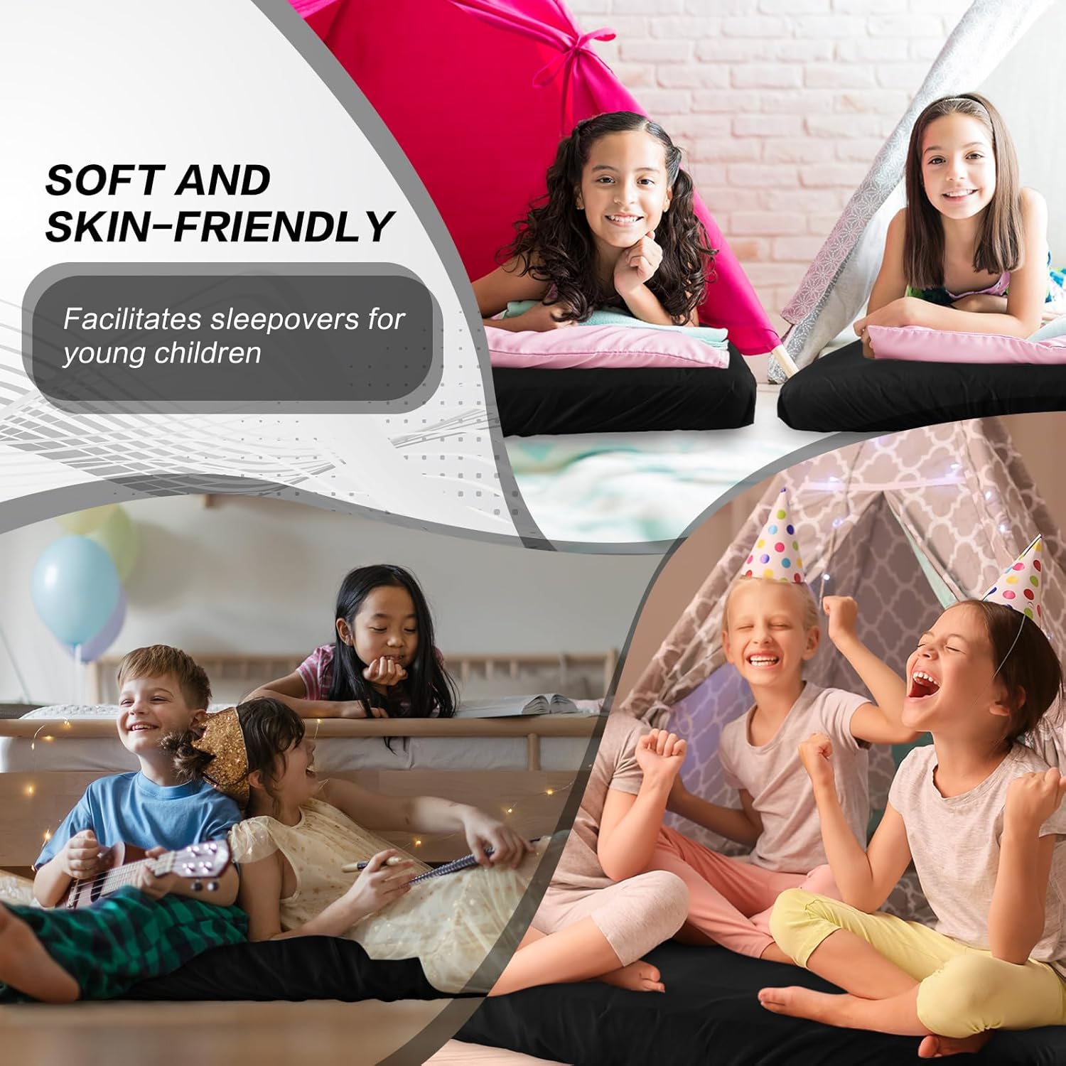 Breling Kids Air Mattress Fitted Sheets 2 Pcs Black