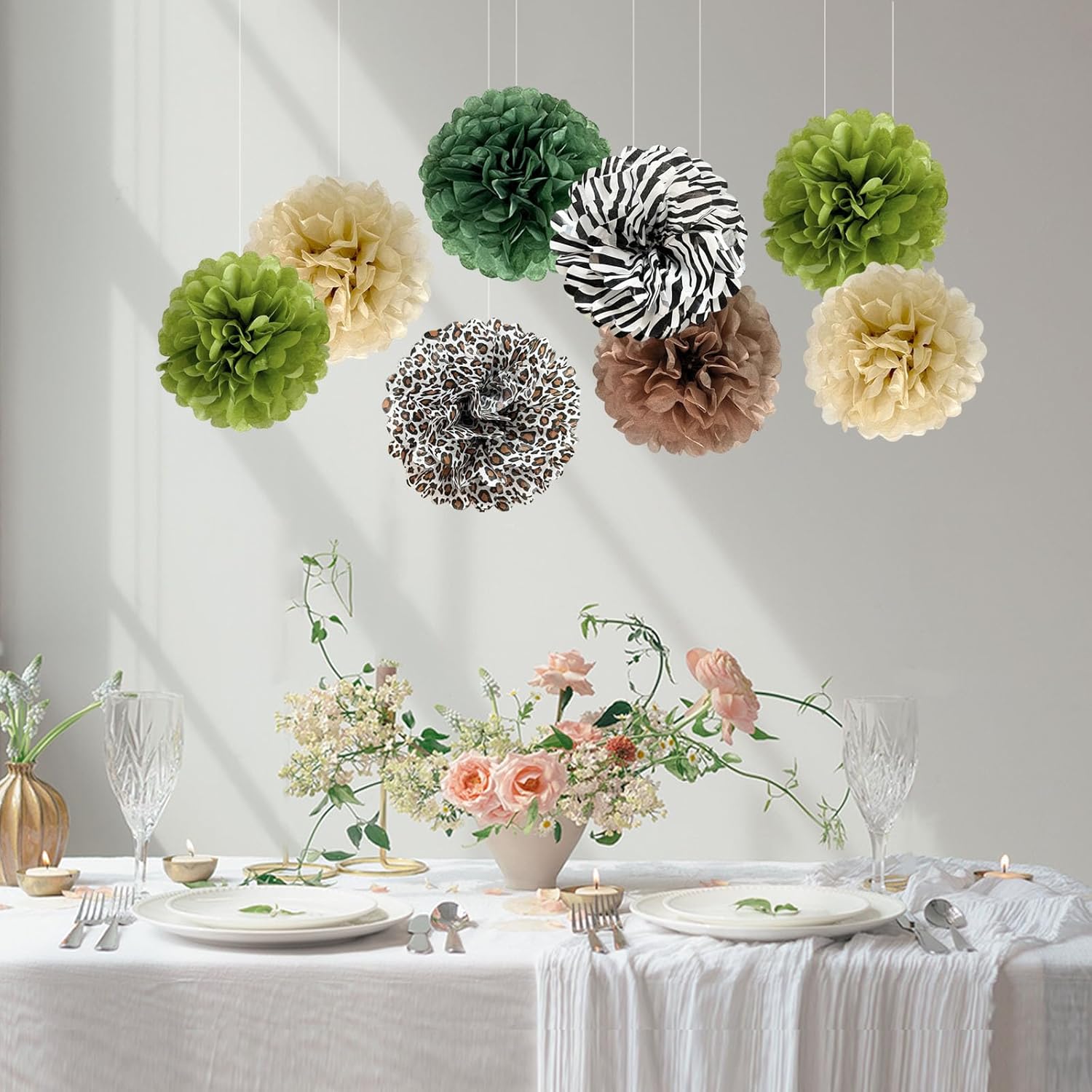 Jungle Safari Tissue Paper Pom Poms Decorations