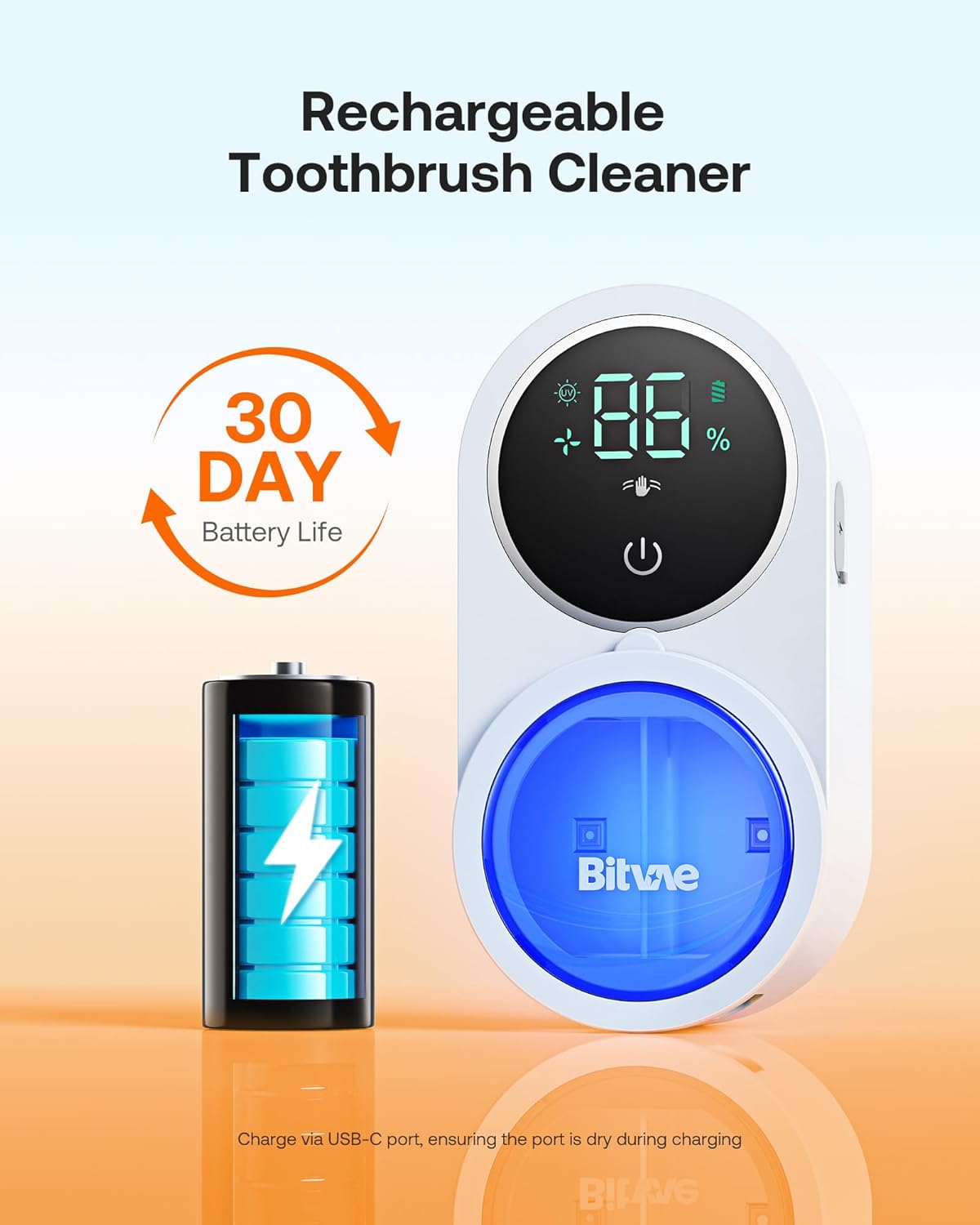 Bitvae Toothbrush Cleaner With LED Display Wall Mount Holder