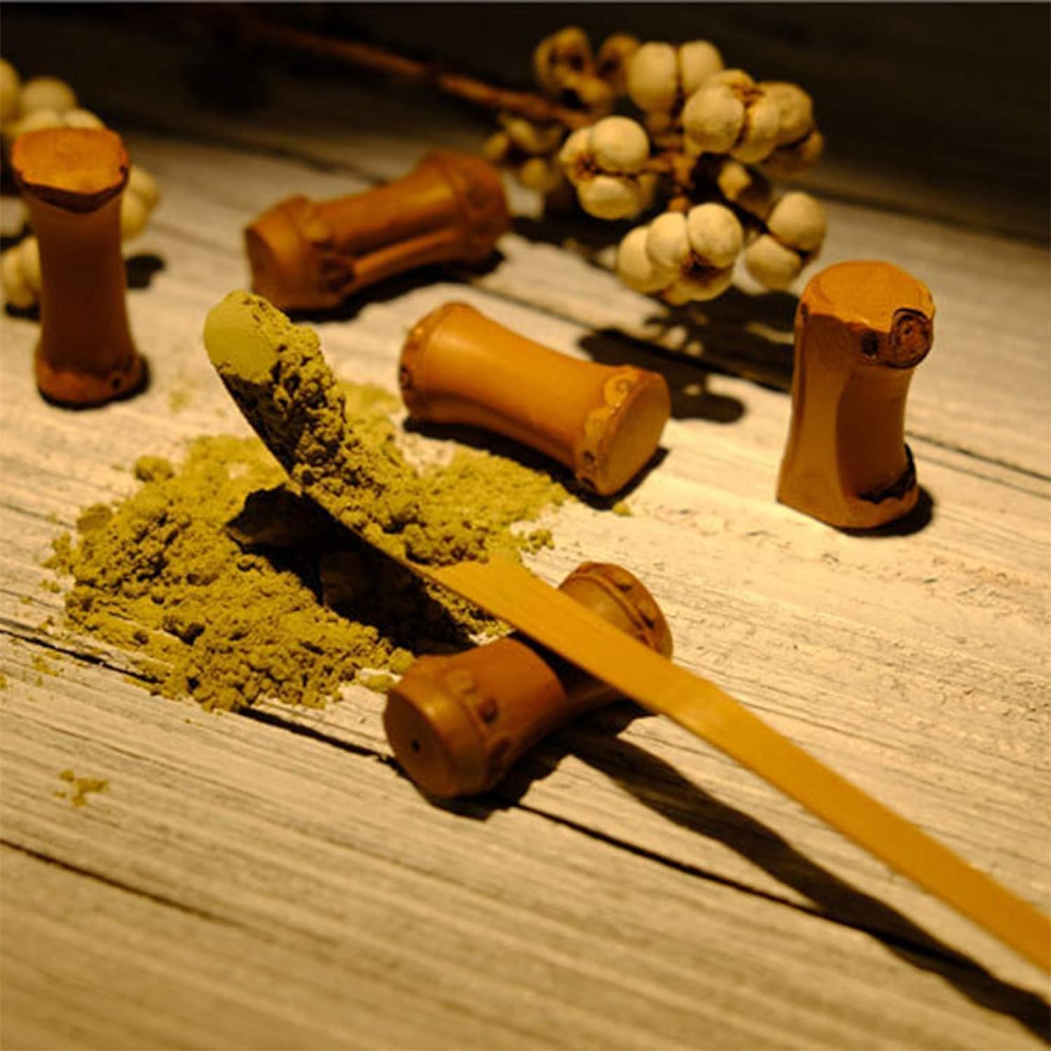 2Pcs Brown Japanese Bamboo Matcha Scoop Tea Ceremony and Coffee Accessories