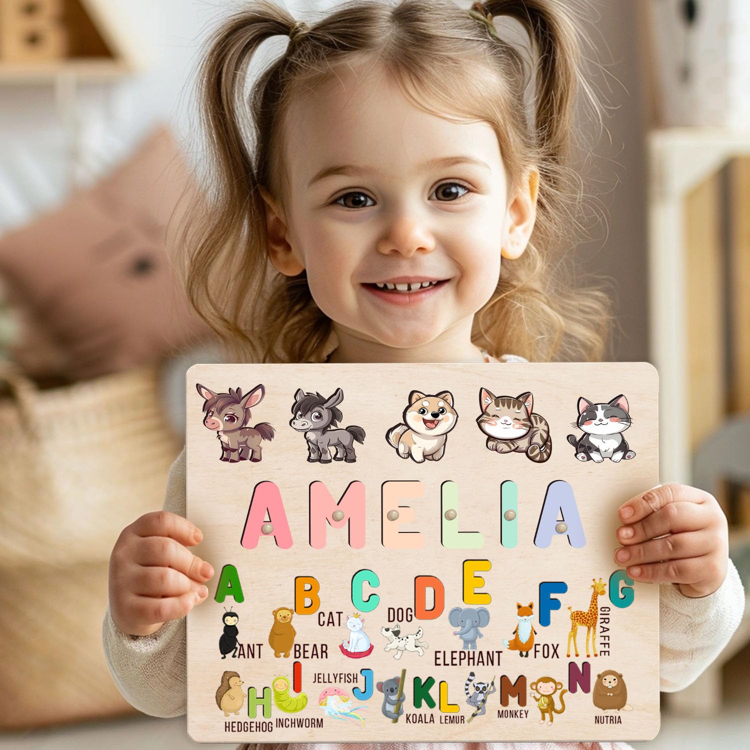 Personalized Wooden Baby Name Puzzle for Toddlers