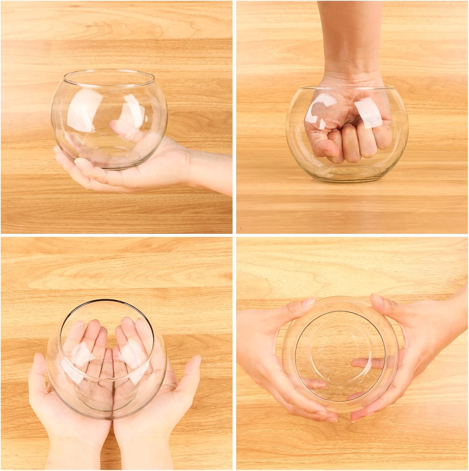 Set of 6 Clear Glass Vases with Sponge Brush