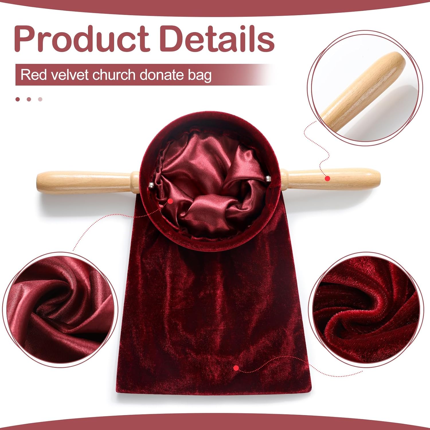 Tioncy Set of 2 Red Church Offering Bags with Handles