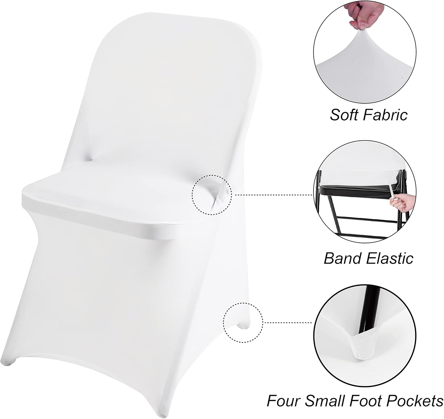 Magalo 12 Pack White Spandex Folding Chair Covers