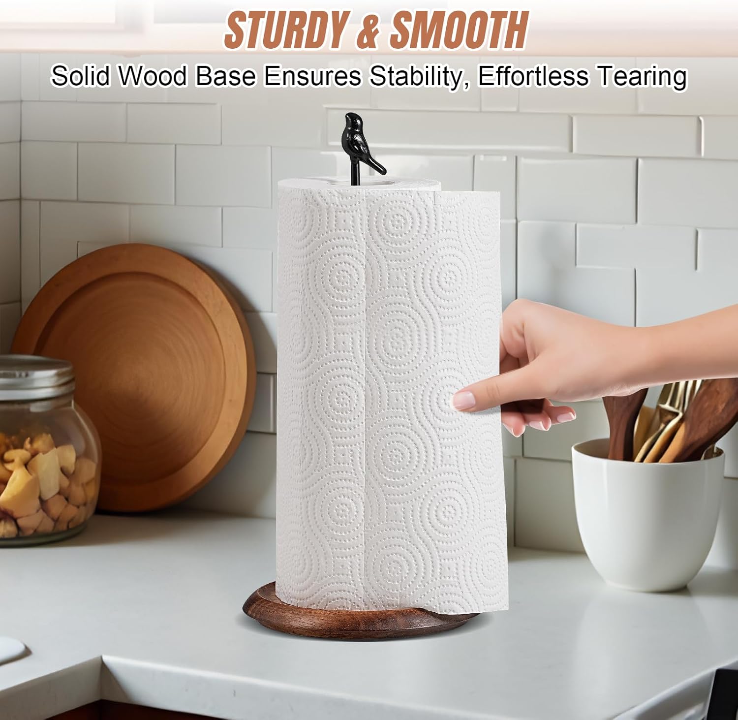 Stylish Bird Shaped Paper Towel Holder Farmhouse Style Black