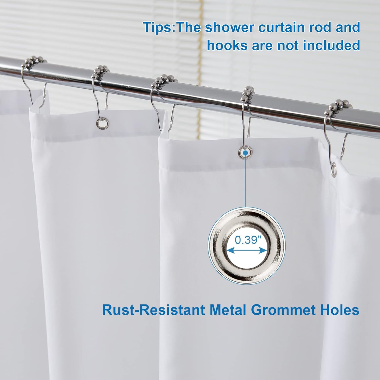 Amazer White Shower Curtain Liner 2-in-1