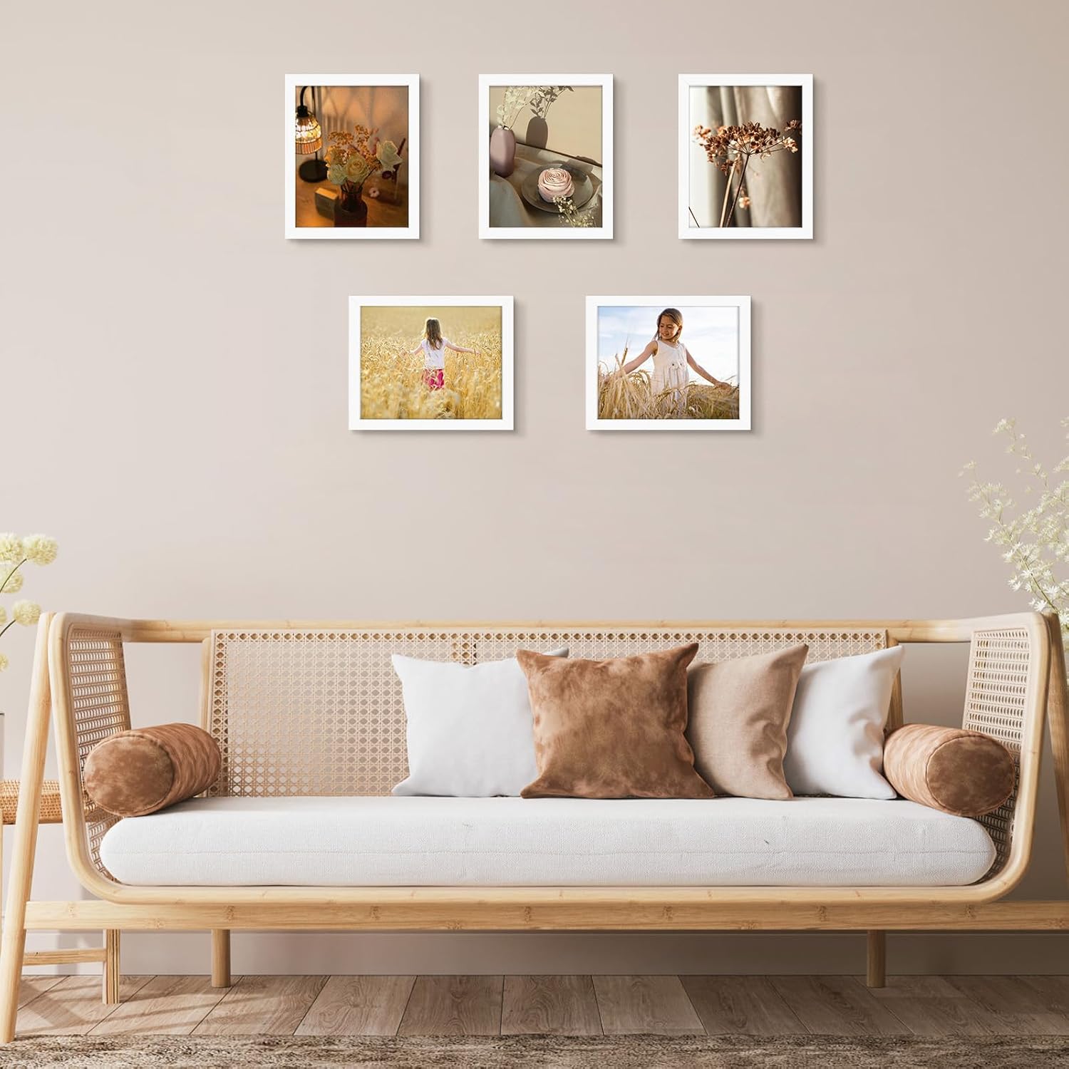 Golden State Art 8x10 White Wooden Picture Frame with Tempered Glass 5 Packs