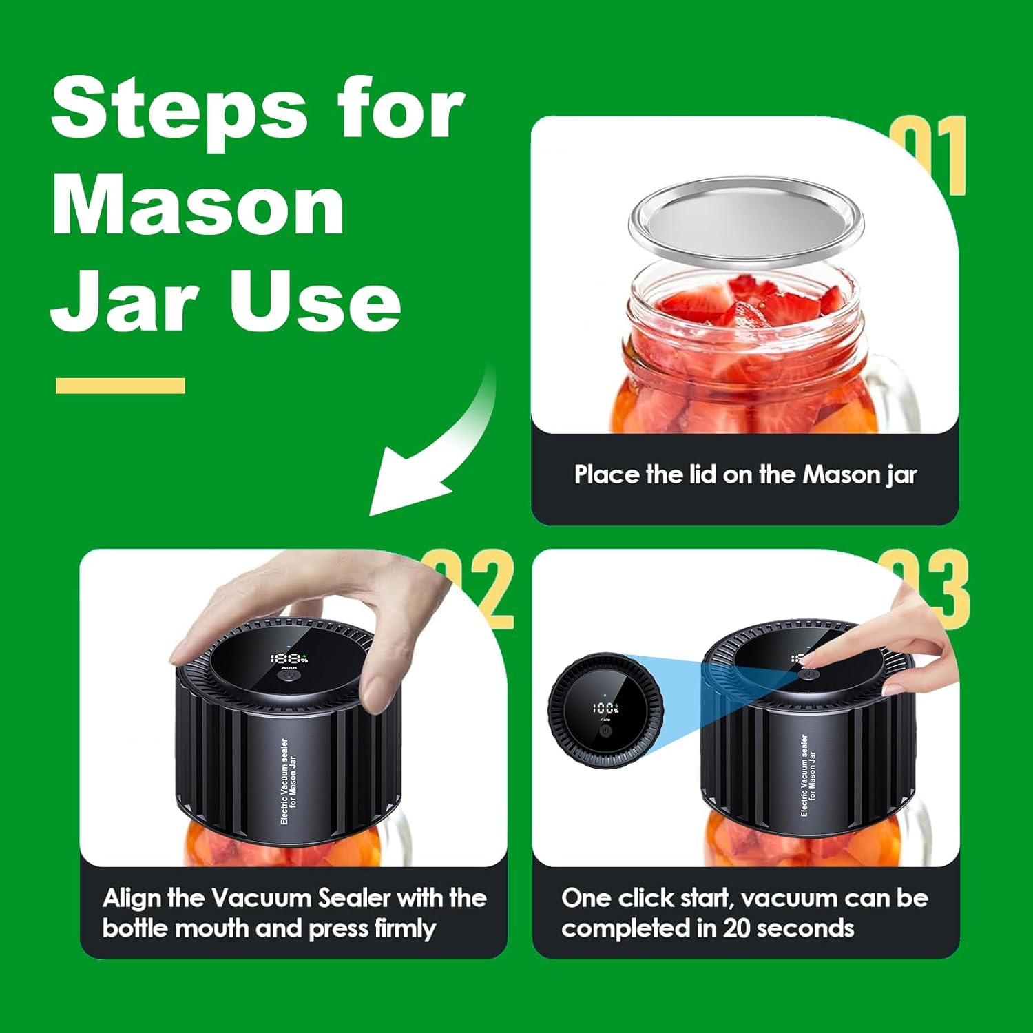LYCHL 2 in 1 Electric Vacuum Sealer Kit for Mason Jars