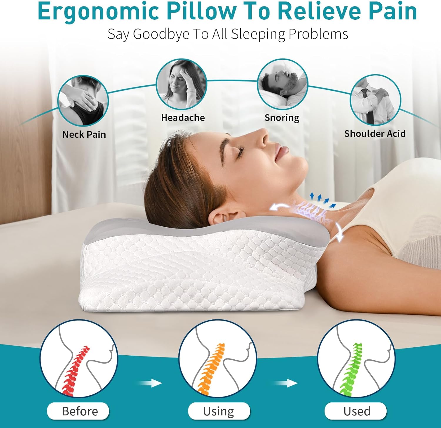 Ylekto Cervical Neck Pillow for Pain Relief