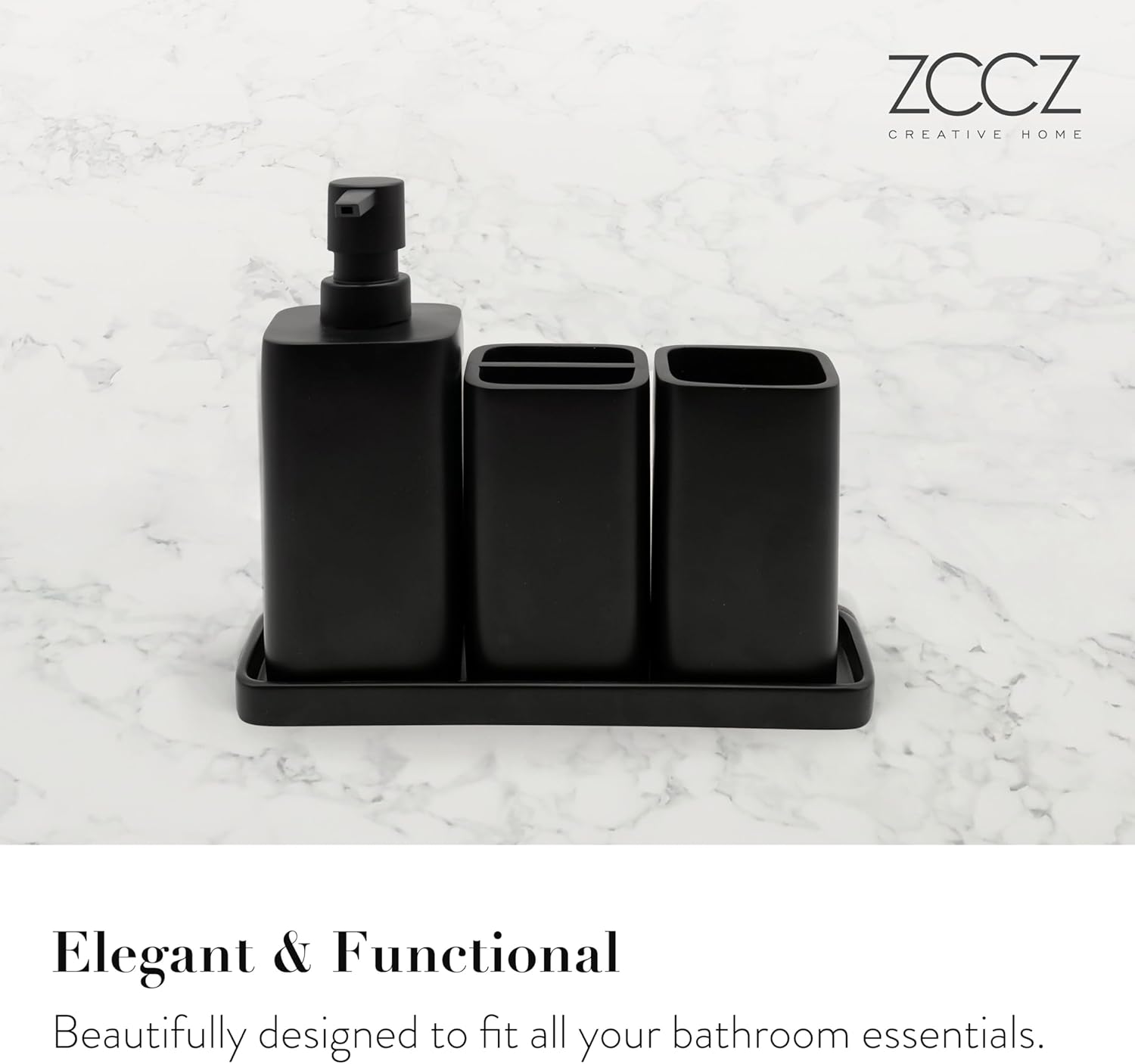 ZCCZ Matte Black Bathroom Accessory Set 4 Pieces