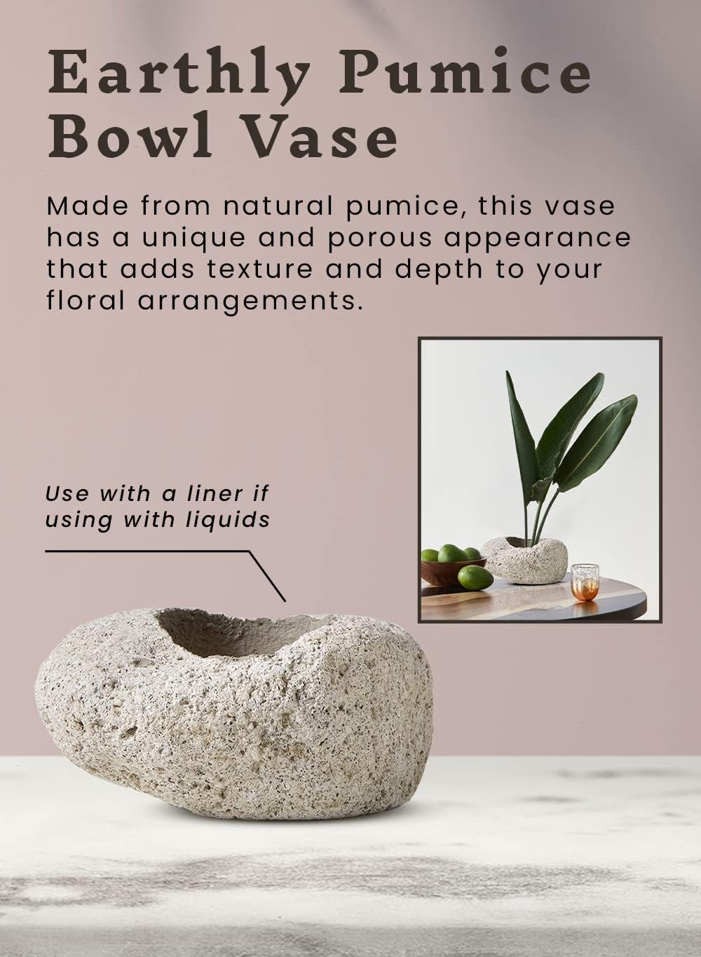 Serene Spaces Living Pumice Bowl Vase