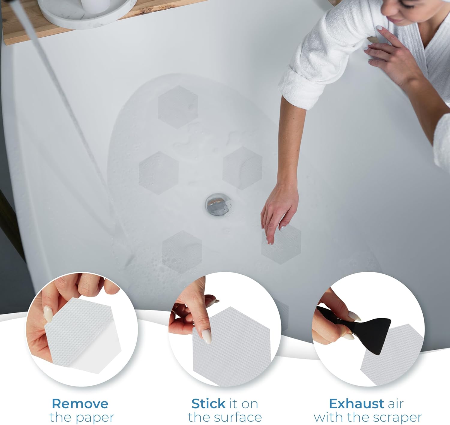 Anti Slip Shower Stickers 24 PCS Clear Non-Slip Bath Mats