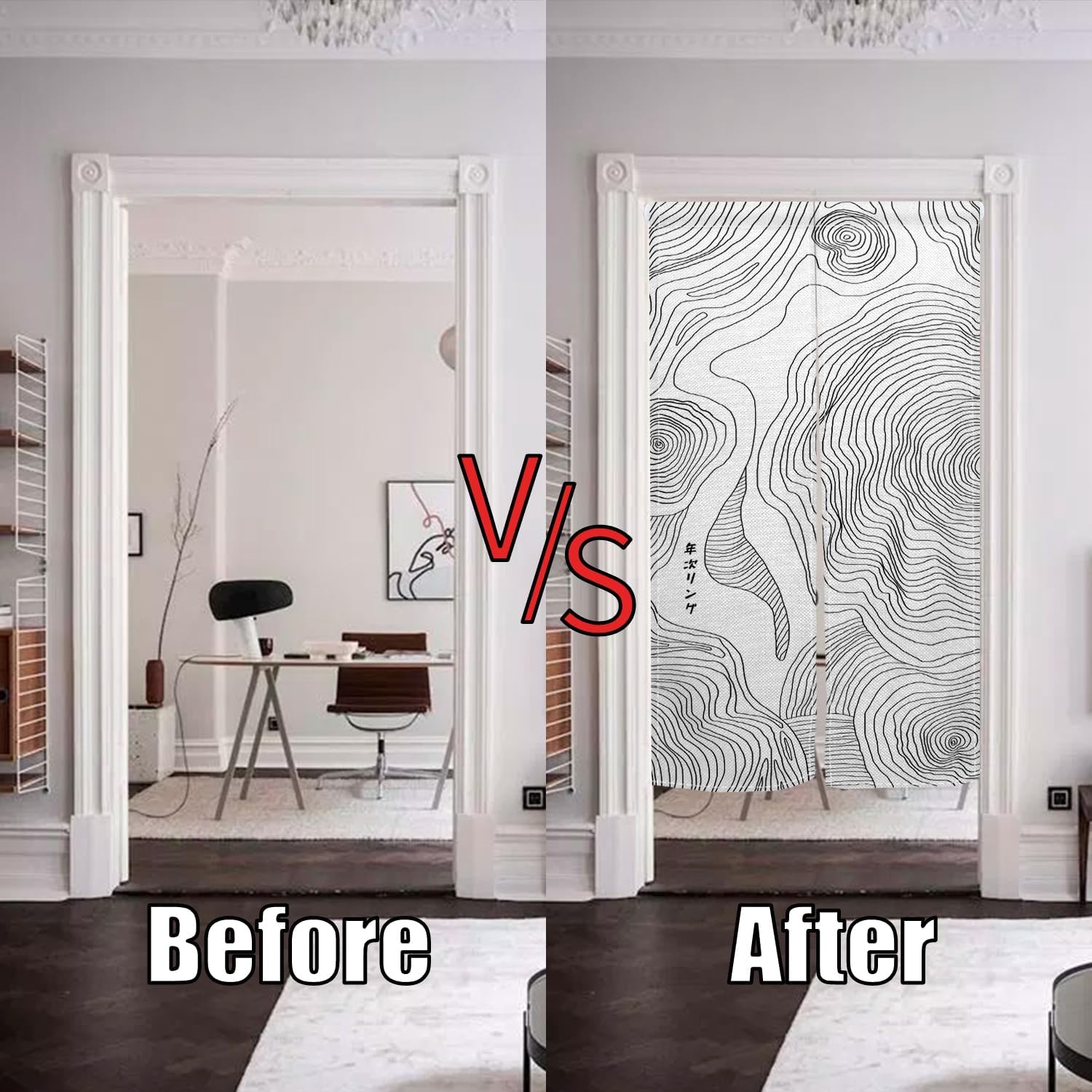 Noren Door Curtain Privacy Divider with Paisley Pattern
