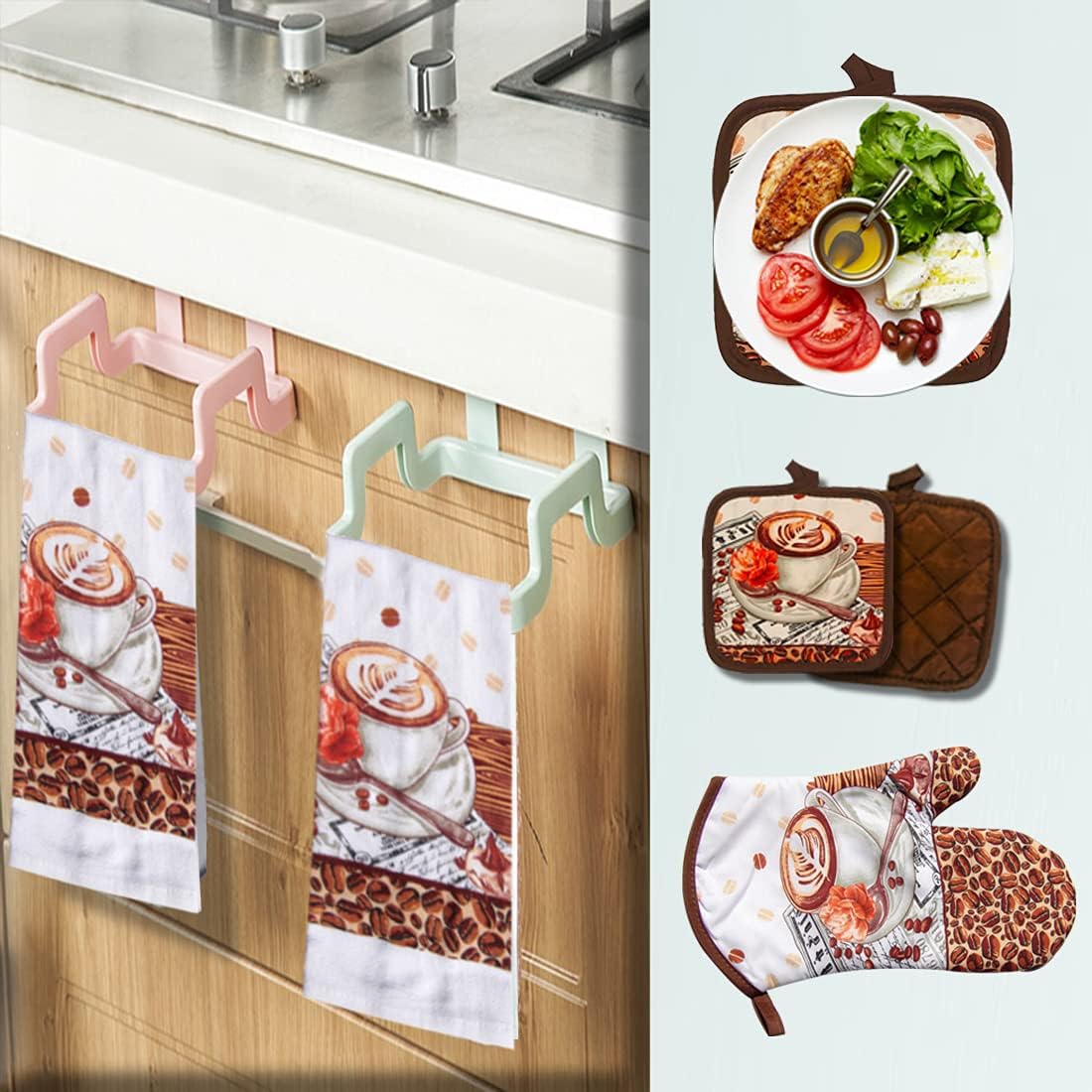 Lobyn Value Packs 5-Piece Caf Latte Kitchen Towel Set