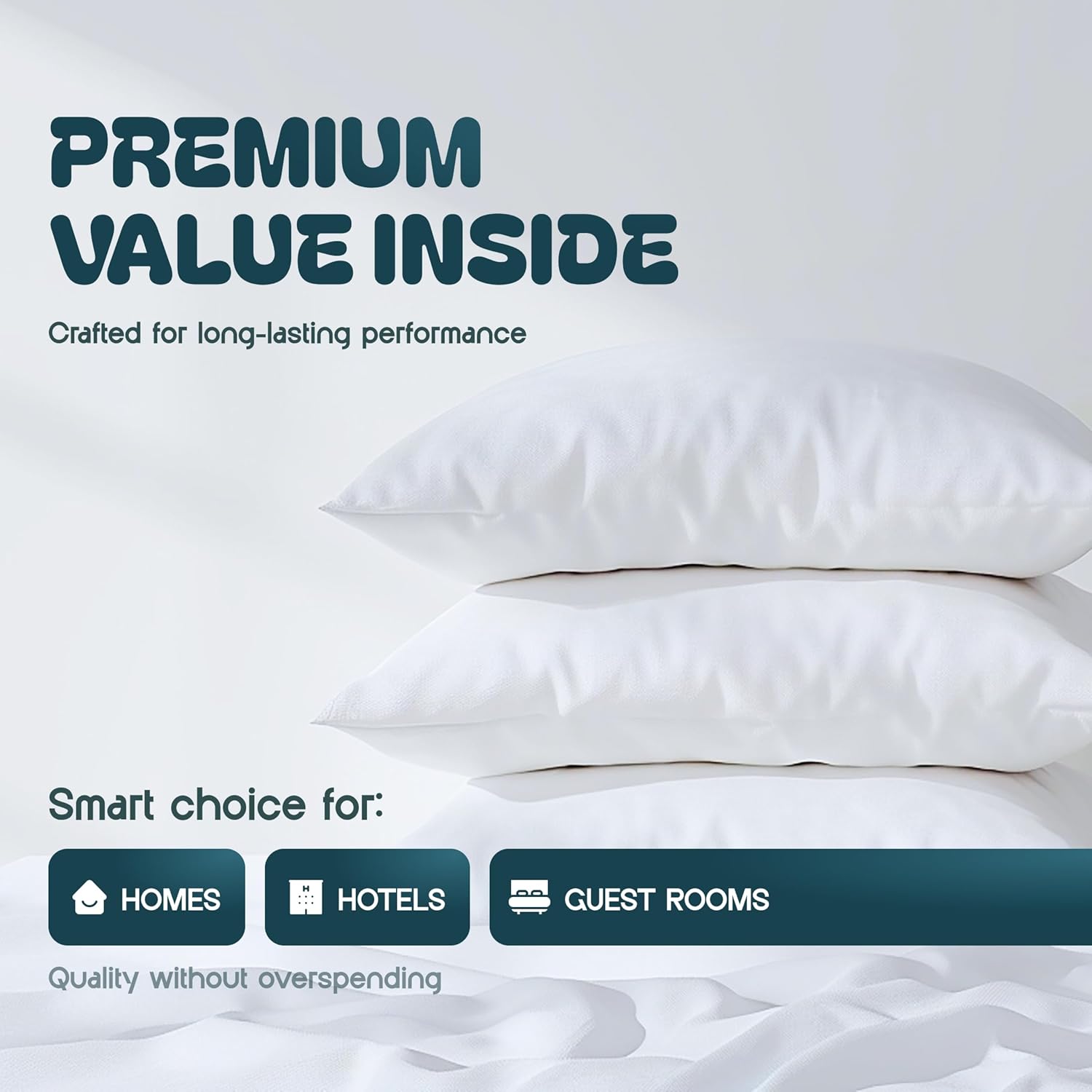 White Classic King Pillow Covers with Zipper 2 Pack