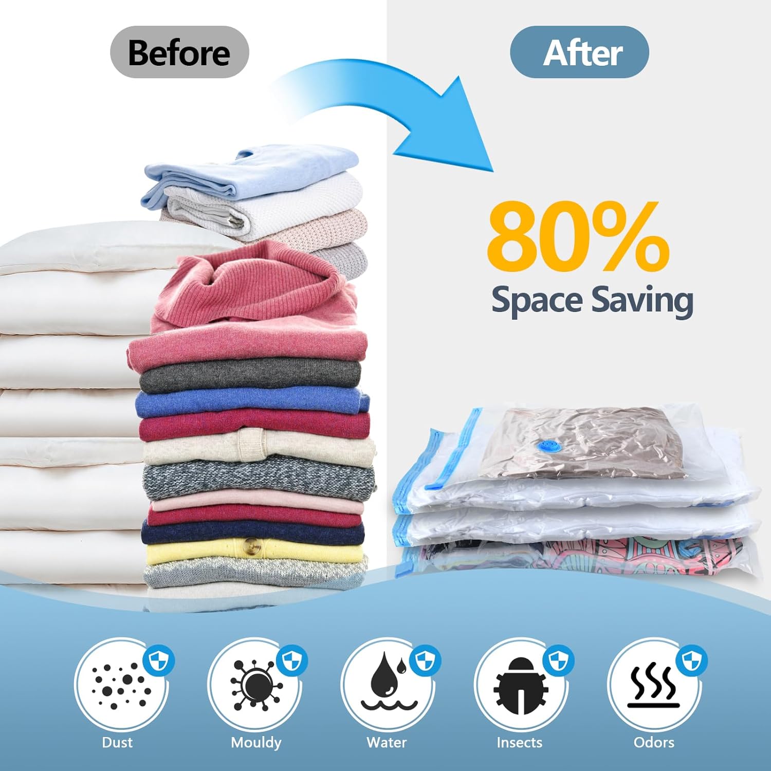 HOTBAG 10 Pack Vacuum Storage Bags for Clothes and Bedding