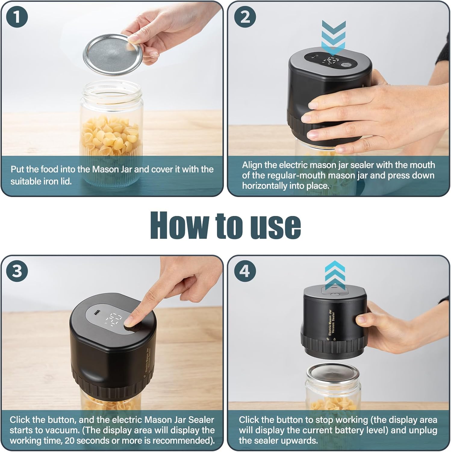 Unichild Electric Mason Jar Vacuum Sealer Kit with Can Opener