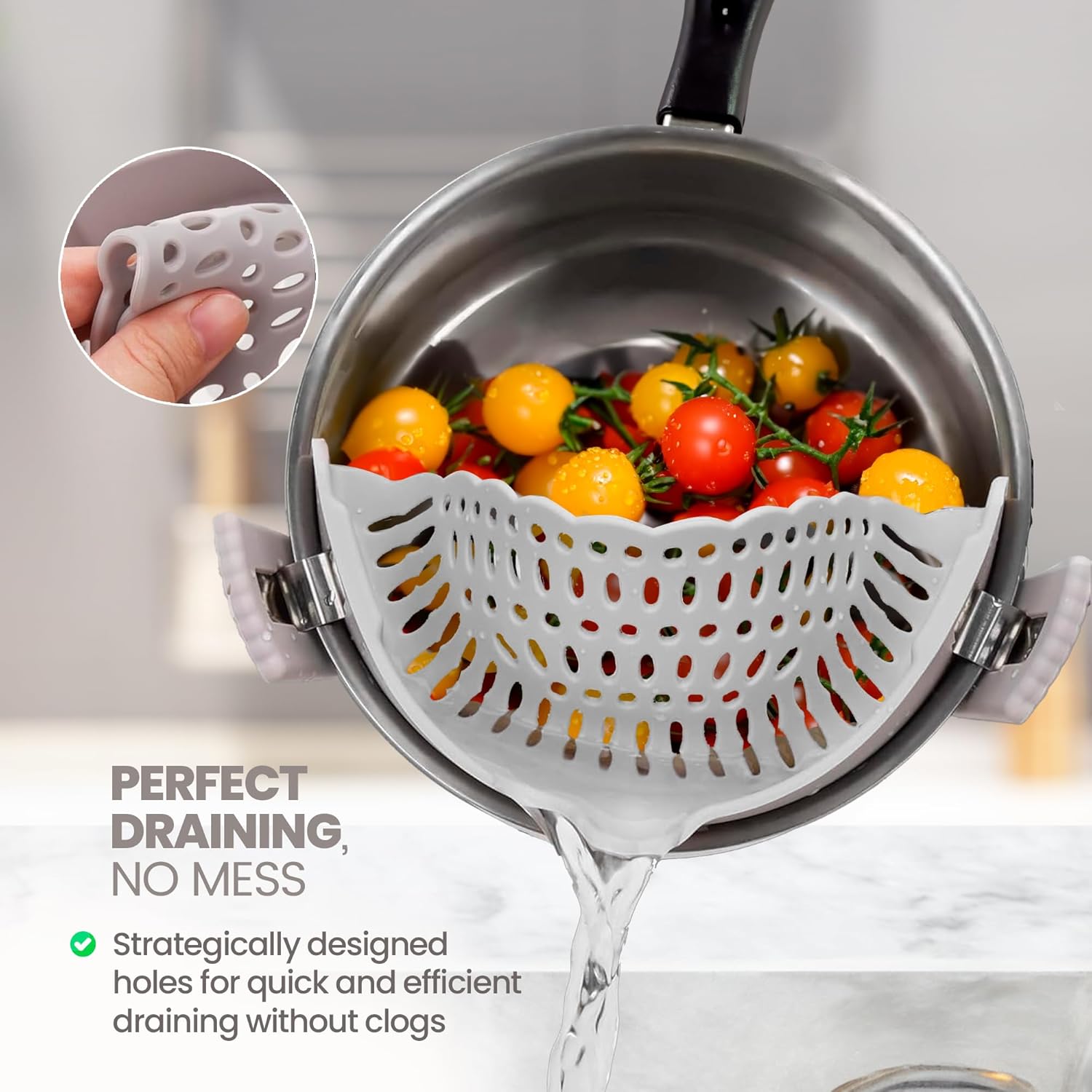Silicone Strainer Set with Drain Basket and Vegetable Washer Black