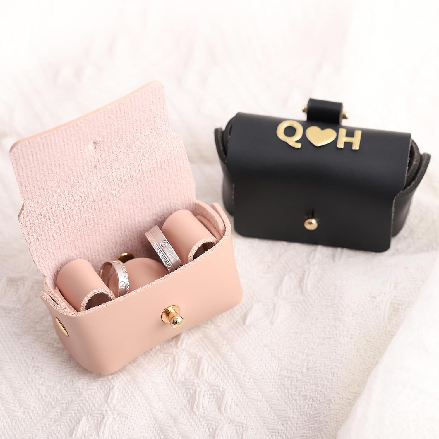 Dog Ring Bearer Pillow - Leather Wedding Ring Holder Box for Proposal Engagement
