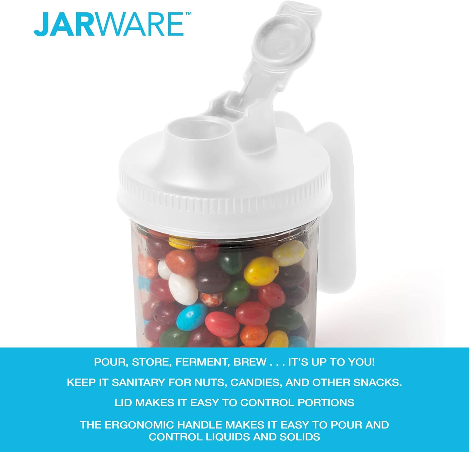 Jarware 82689 White Spout Mason Jar Lid Set of 2