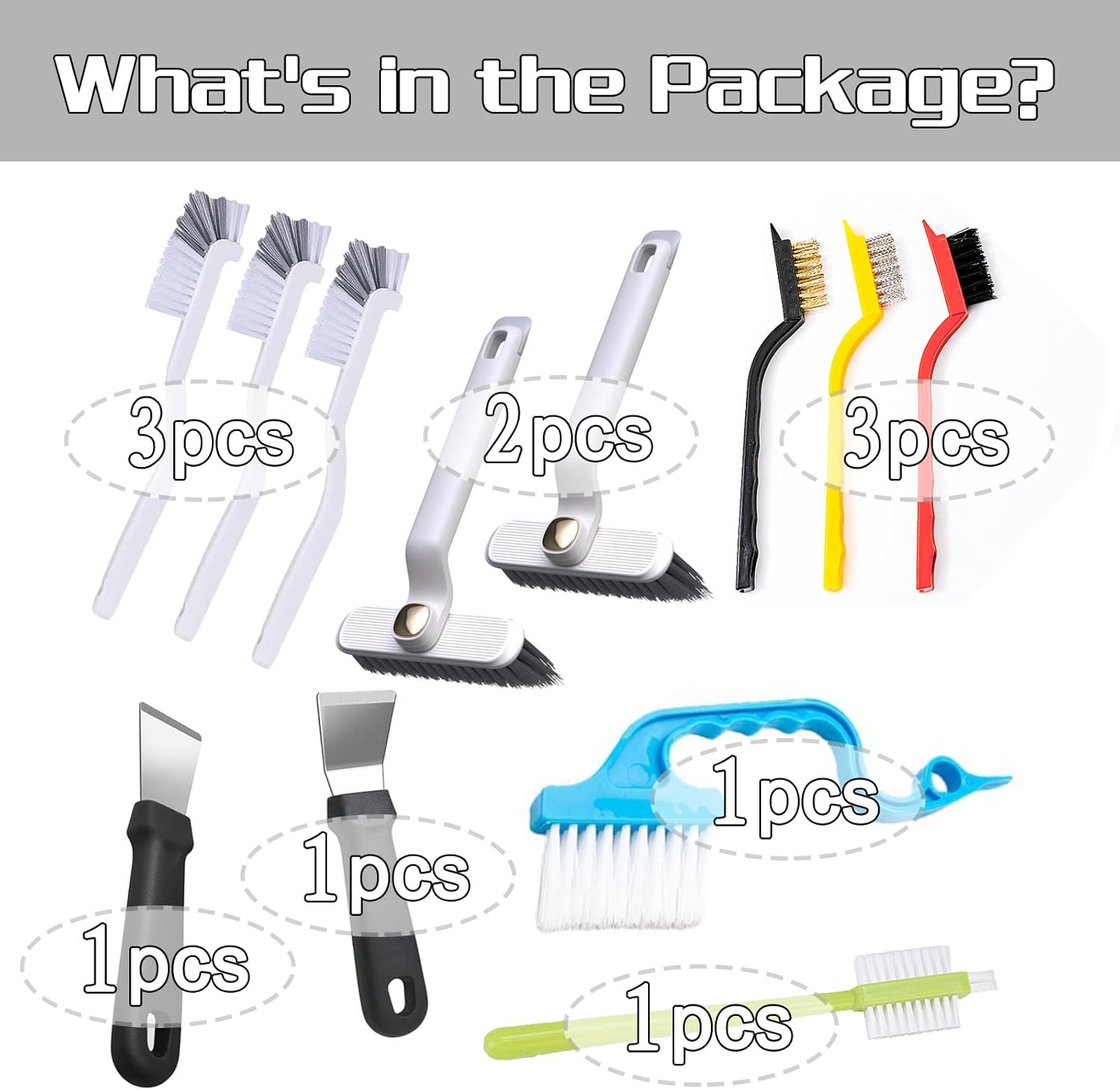 12Pcs Hard Bristle Crevice Cleaning Brush Set for Windows and More