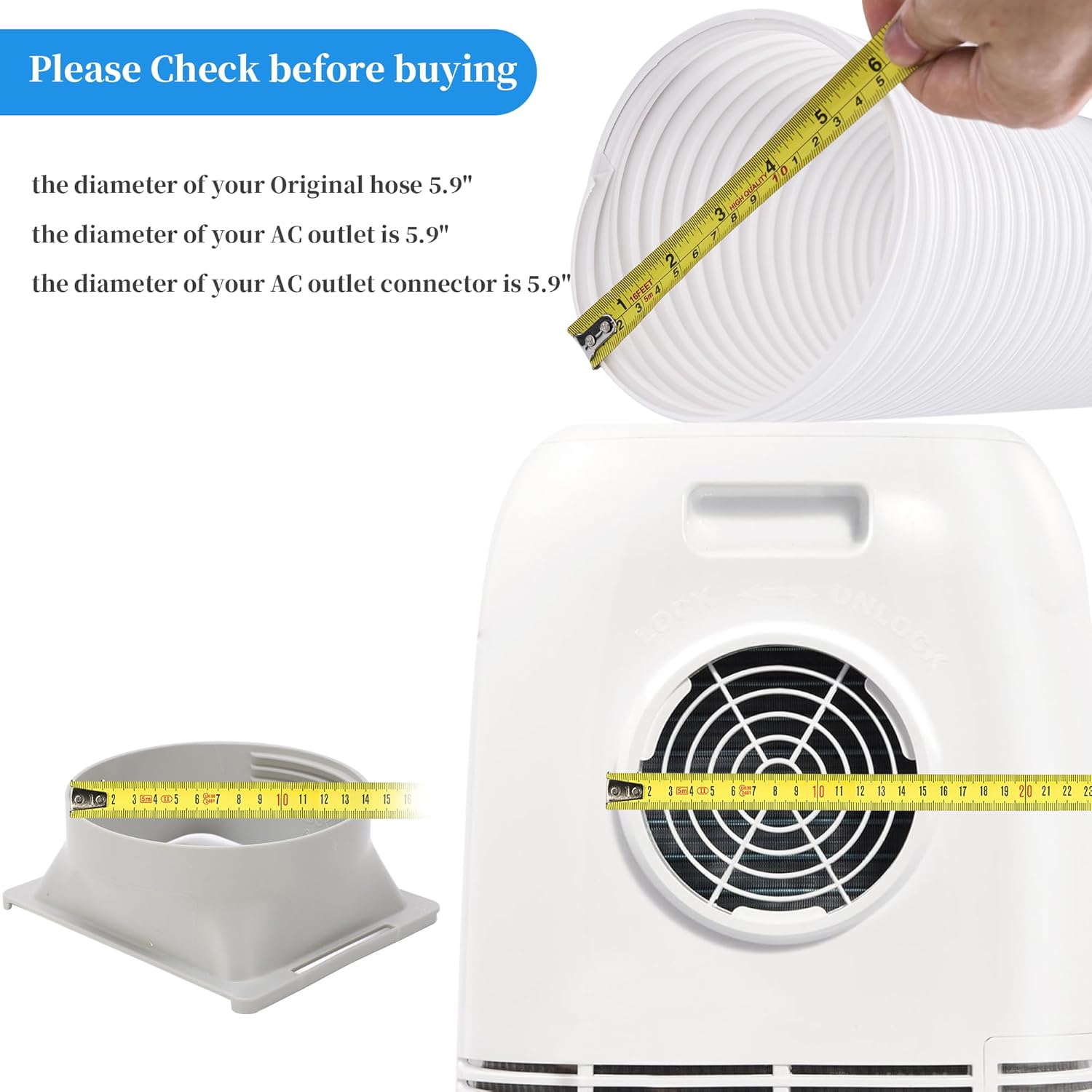 80 Inch Portable AC Exhaust Hose with Steel Wire