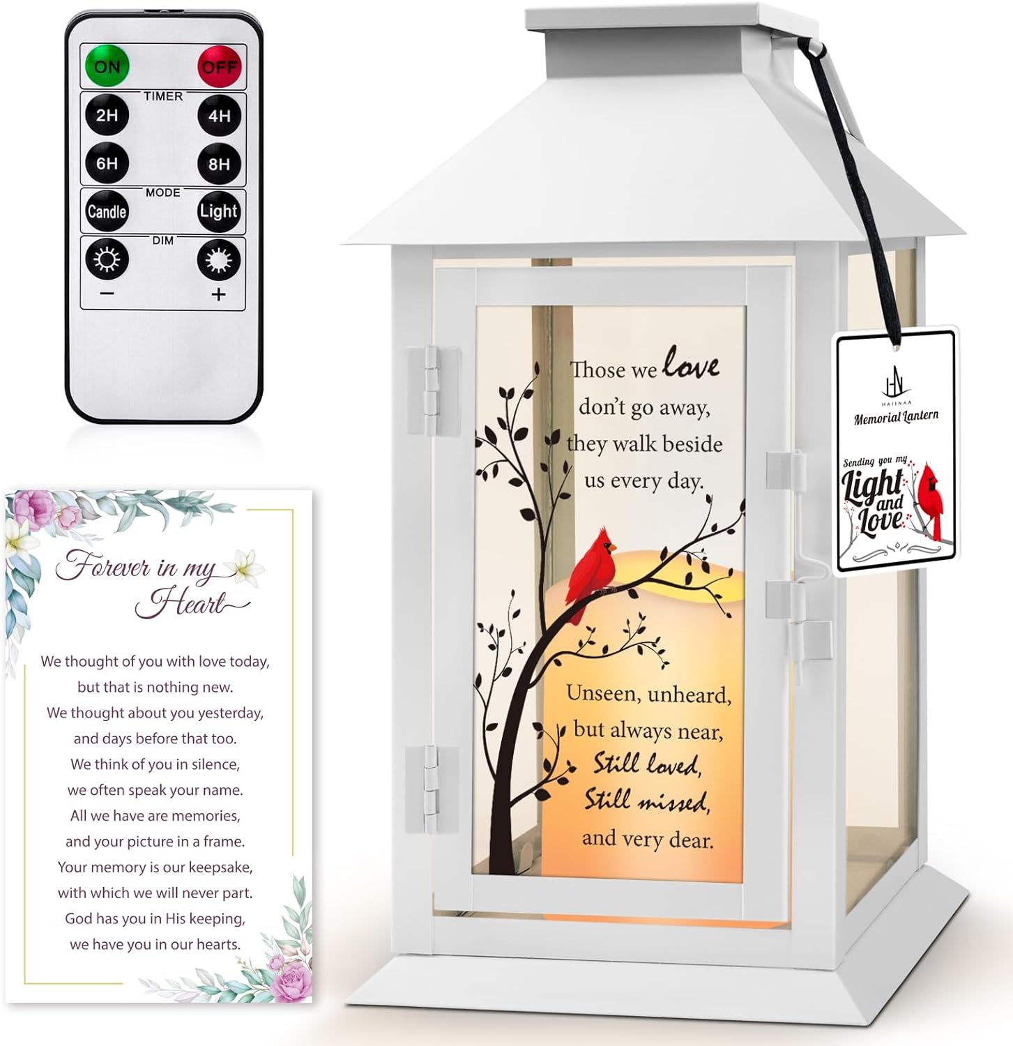 Memorial Lantern with LED Candle and Remote Control