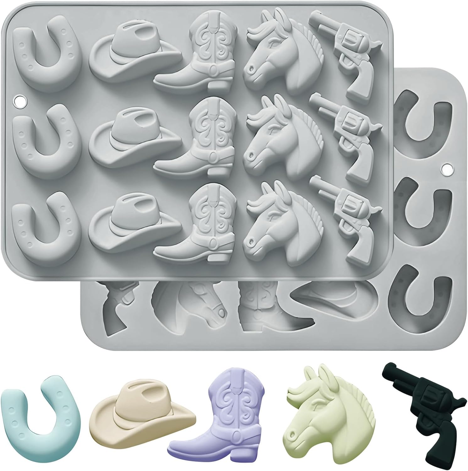 2Pcs Cowboy Chocolate Mold Double Blue