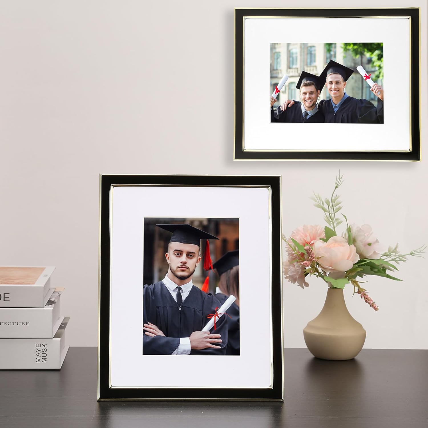8x10 Gold Metal Edge Frames Set of 2 with Easel