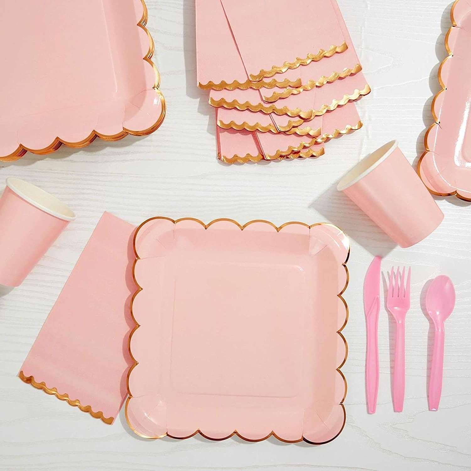 Sparkle and Bash 50 Pack Pink Gold Foil Napkins