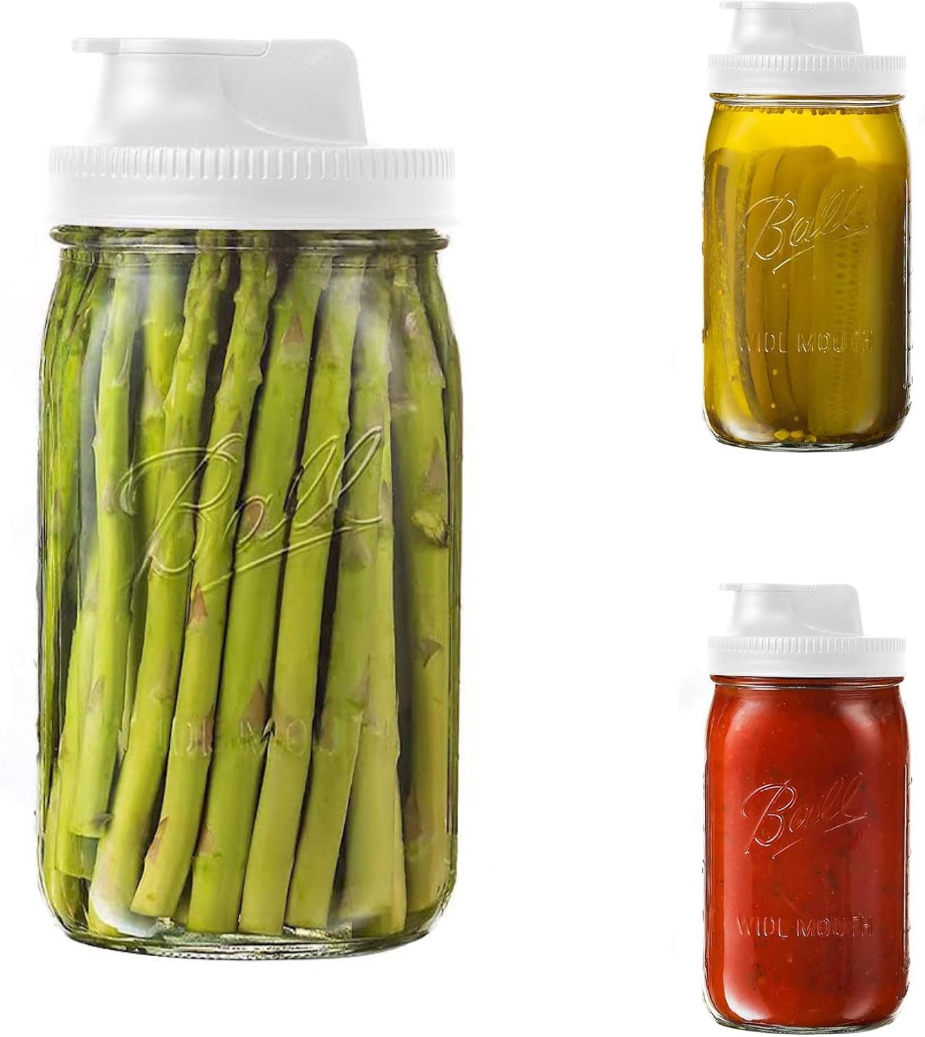 Jarware 82689 White Spout Mason Jar Lid Set of 2