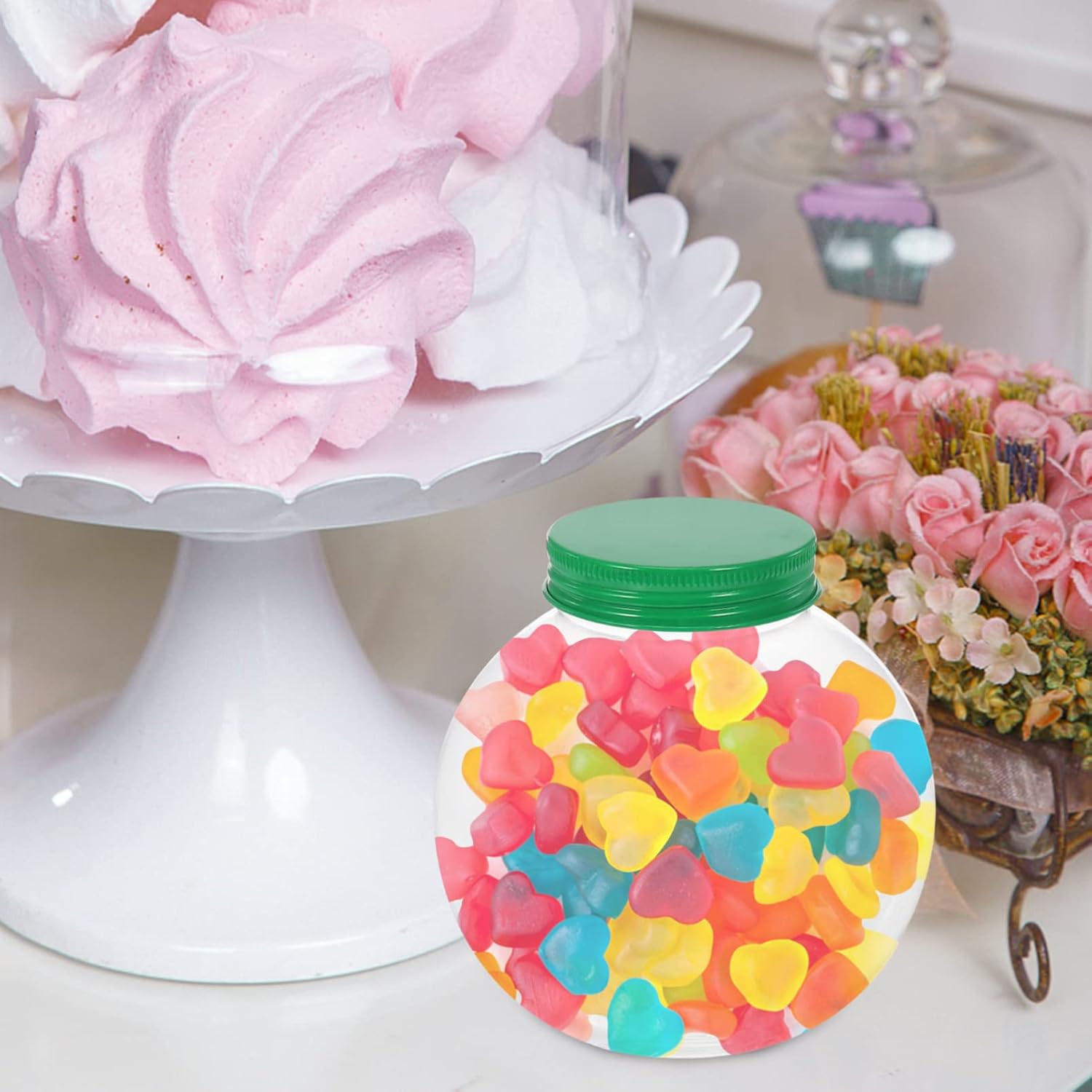 KALLORY 5Pcs Christmas Ball Shaped Candy Jars with Sealing Lids