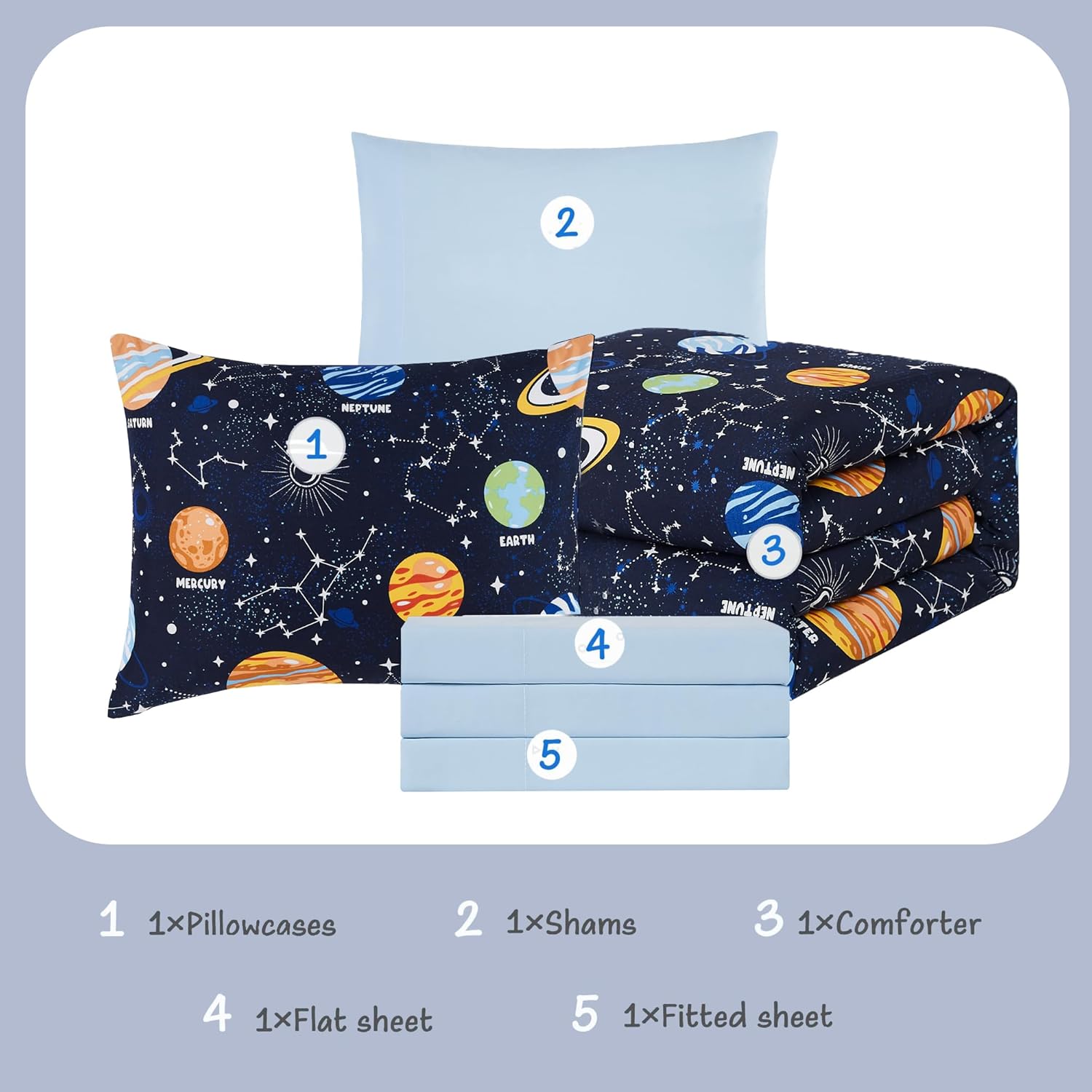 Glow In The Dark Space Comforter Set For Kids
