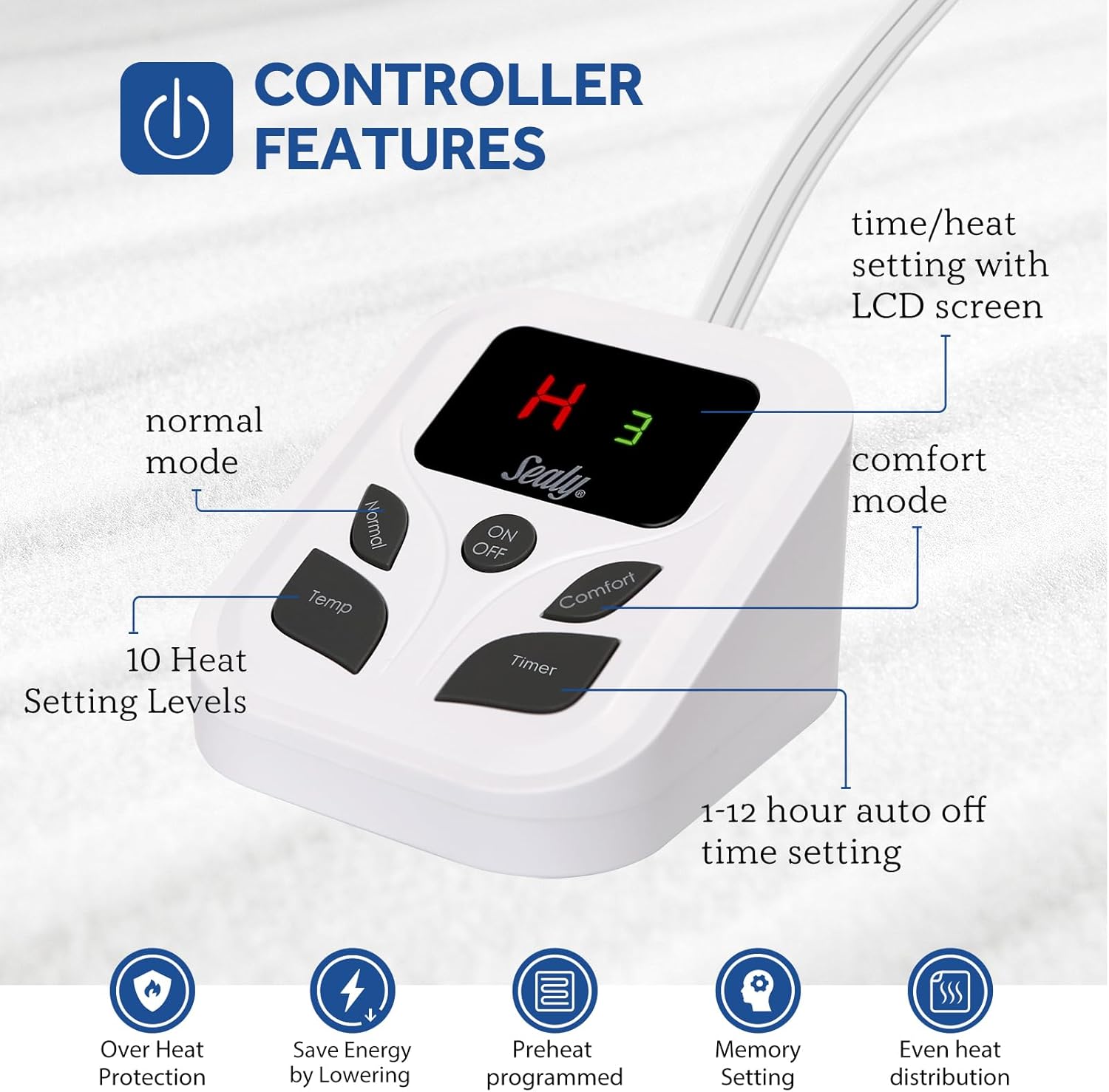 Sealy Heated Mattress Pad Full Size with 10 Settings