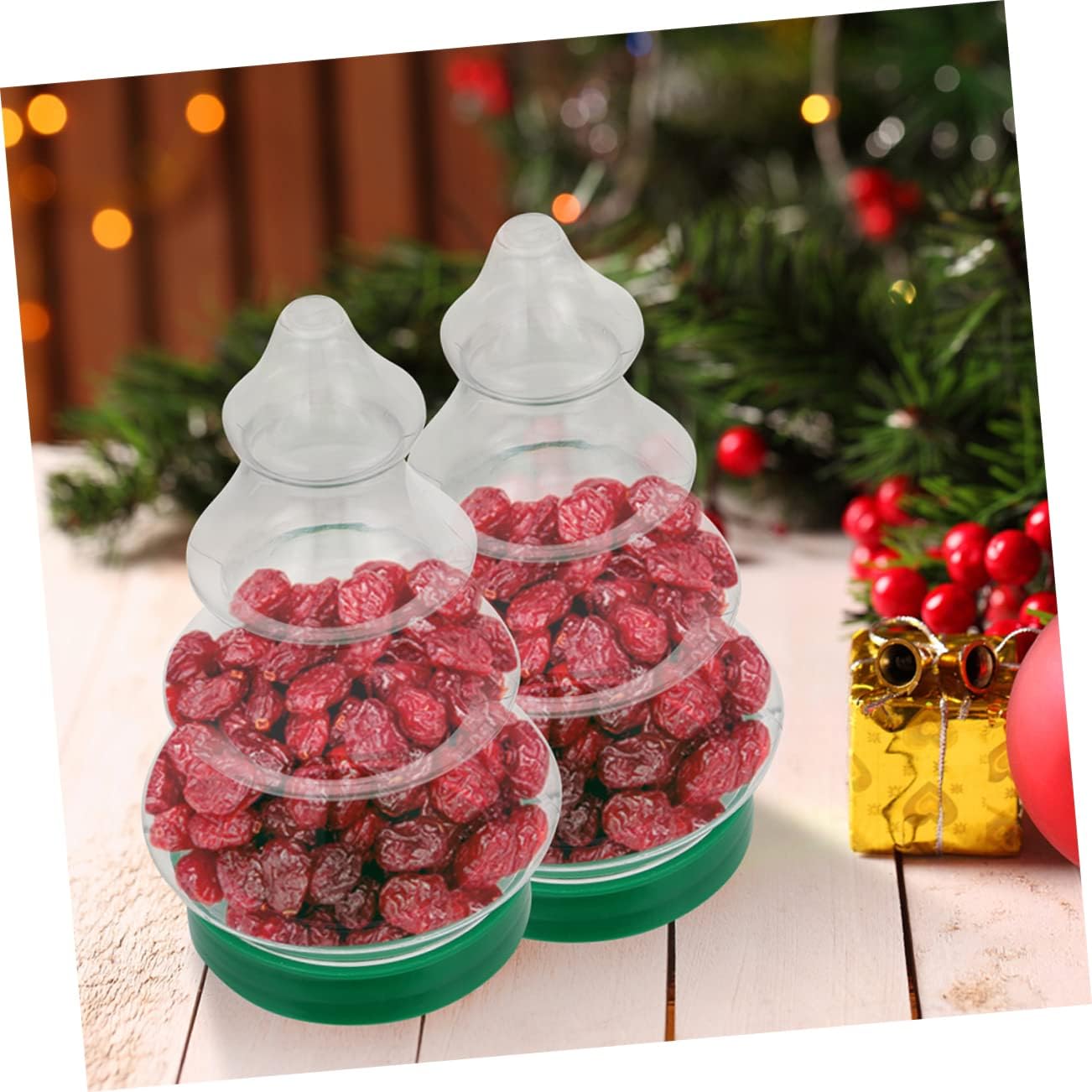 6Pcs Christmas Tree Shape Candy Jars for Sweets and Party Favors
