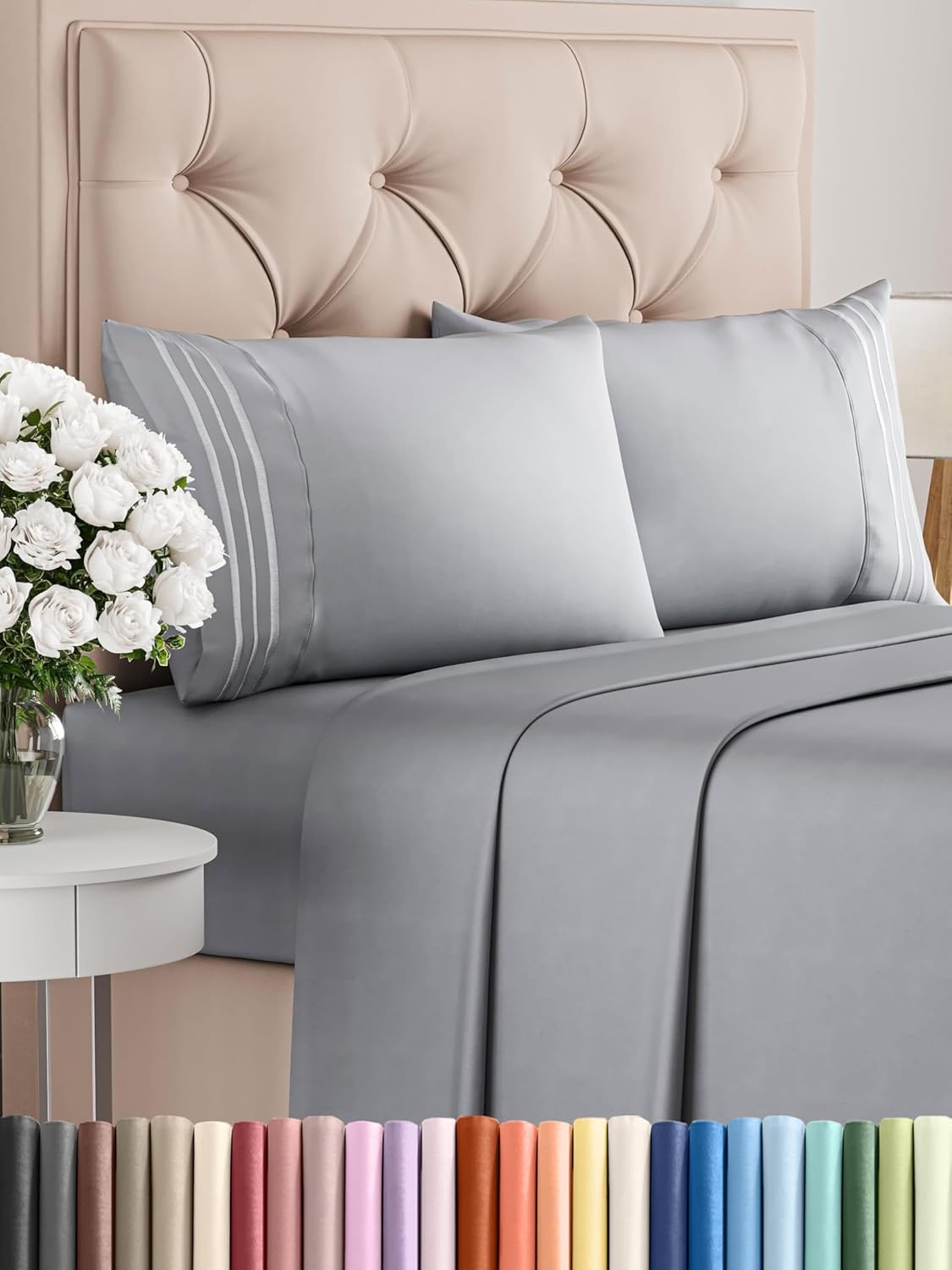 King Size 4 Piece Sheet Set in Steel Blue