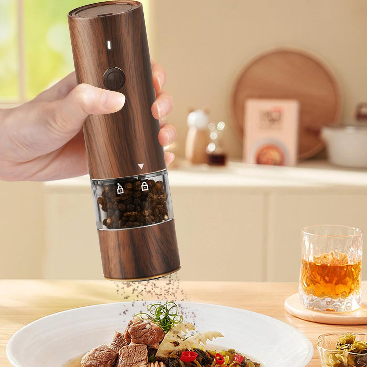 SOONHUA Electric Salt and Pepper Grinder Set with LED Light