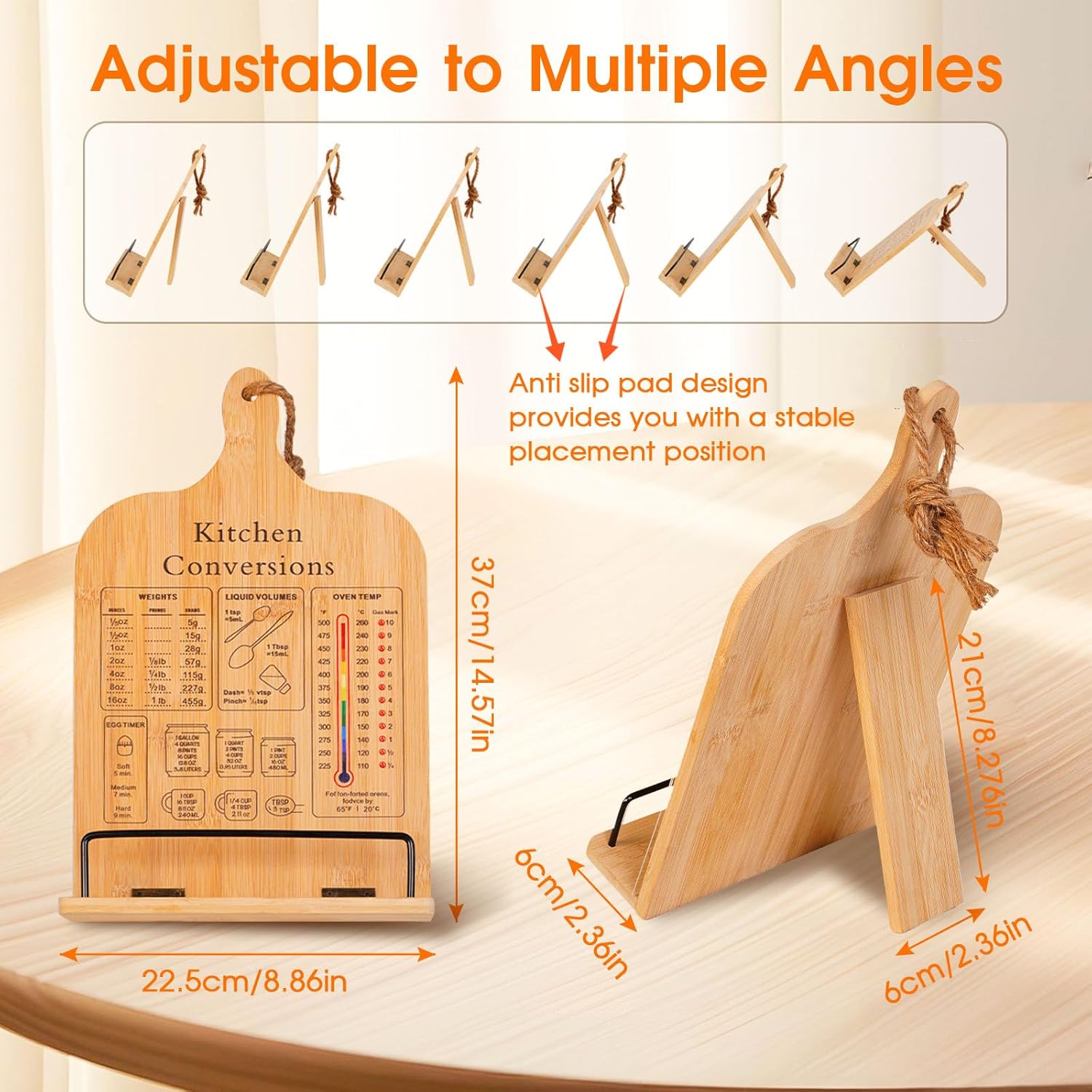 Bamboo Cookbook Stand Set with Acrylic Guard