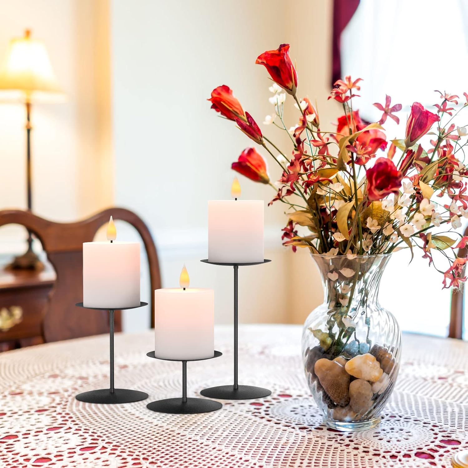 Smtyle Halloween Black Candle Holder Set of 3