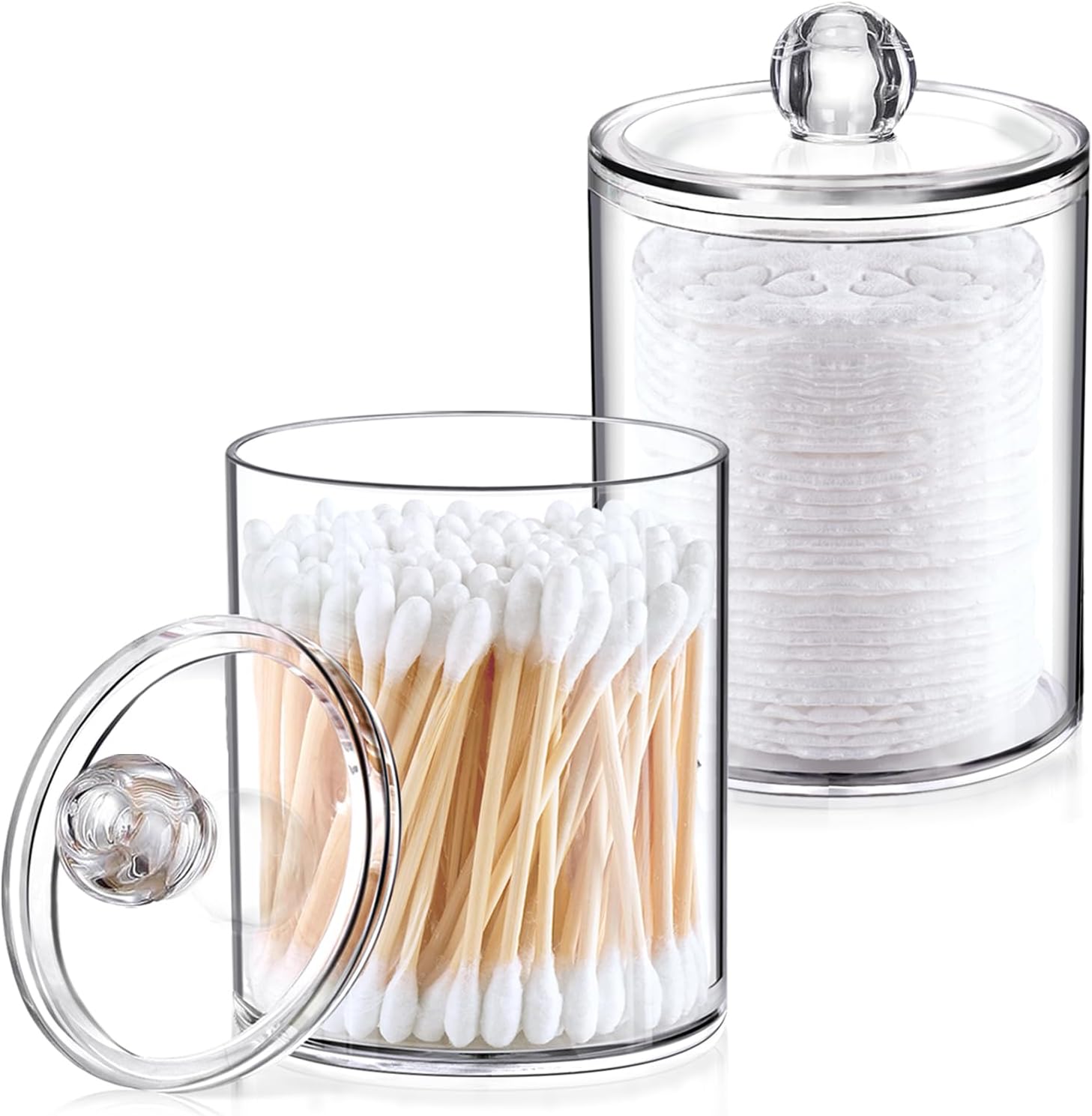 2 Pack Qtip Holder - Clear Storage Jars for Bathroom and Vanity