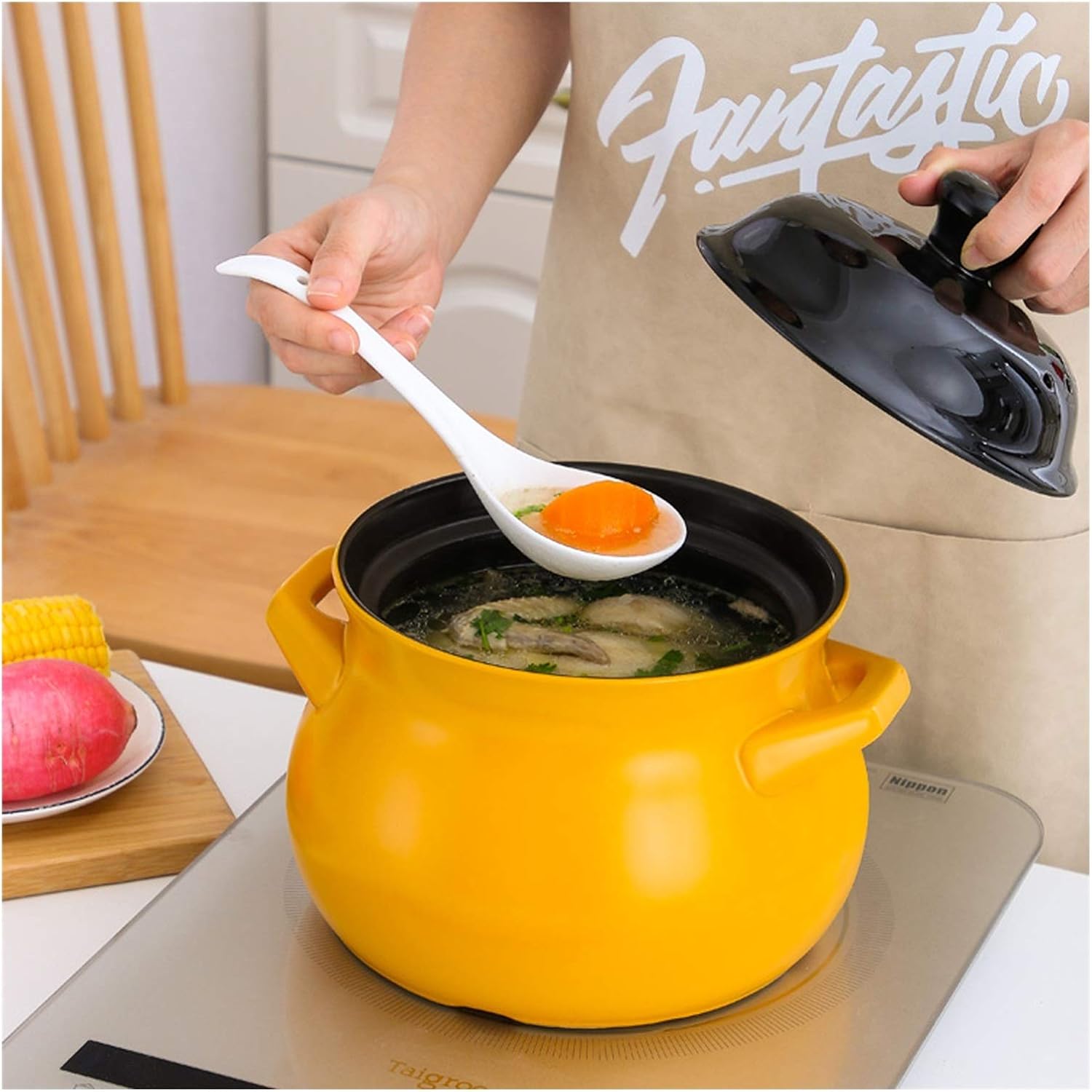 SISWIM Soup Pot Stockpot with Lid 19cm Yellow