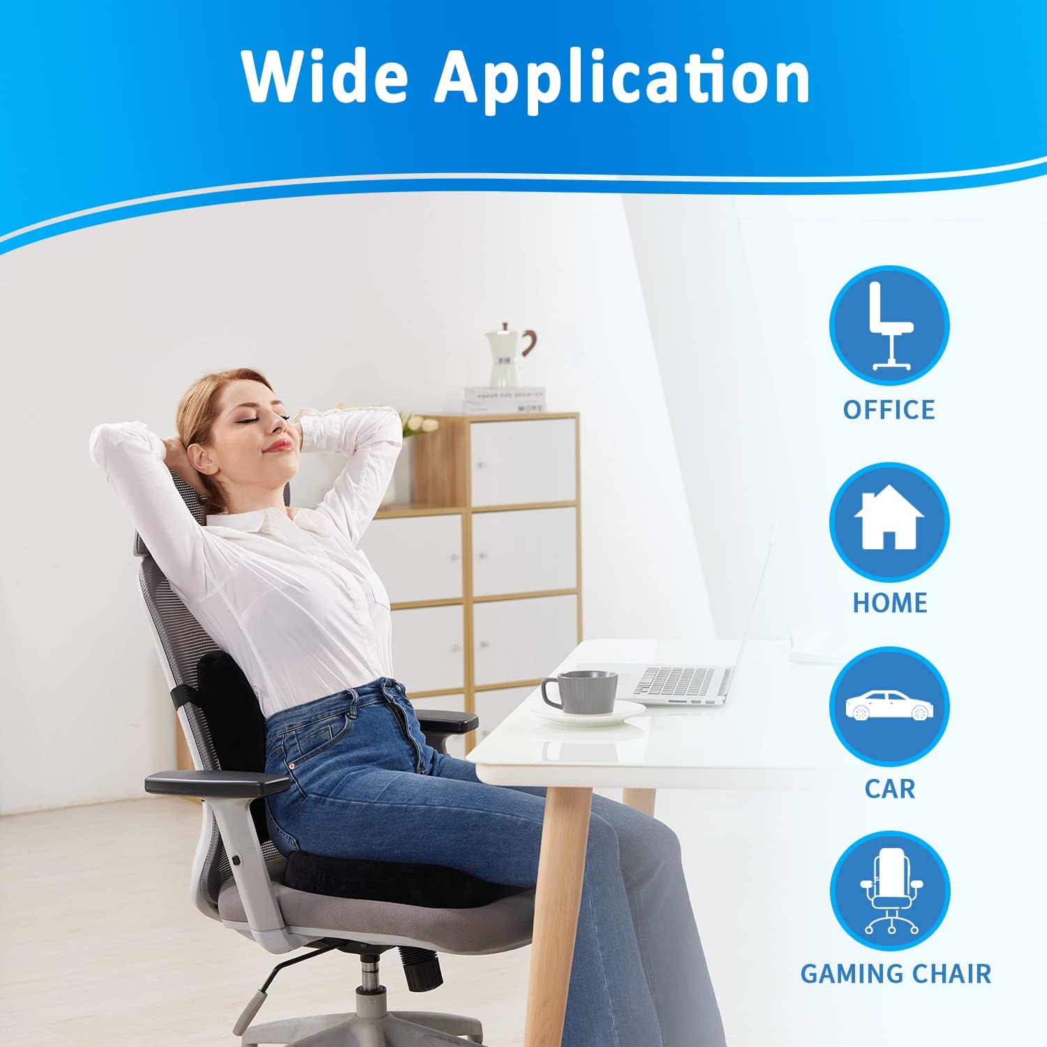 SAIREIDER Seat Cushion and Lumbar Support Pillow for Office Chair